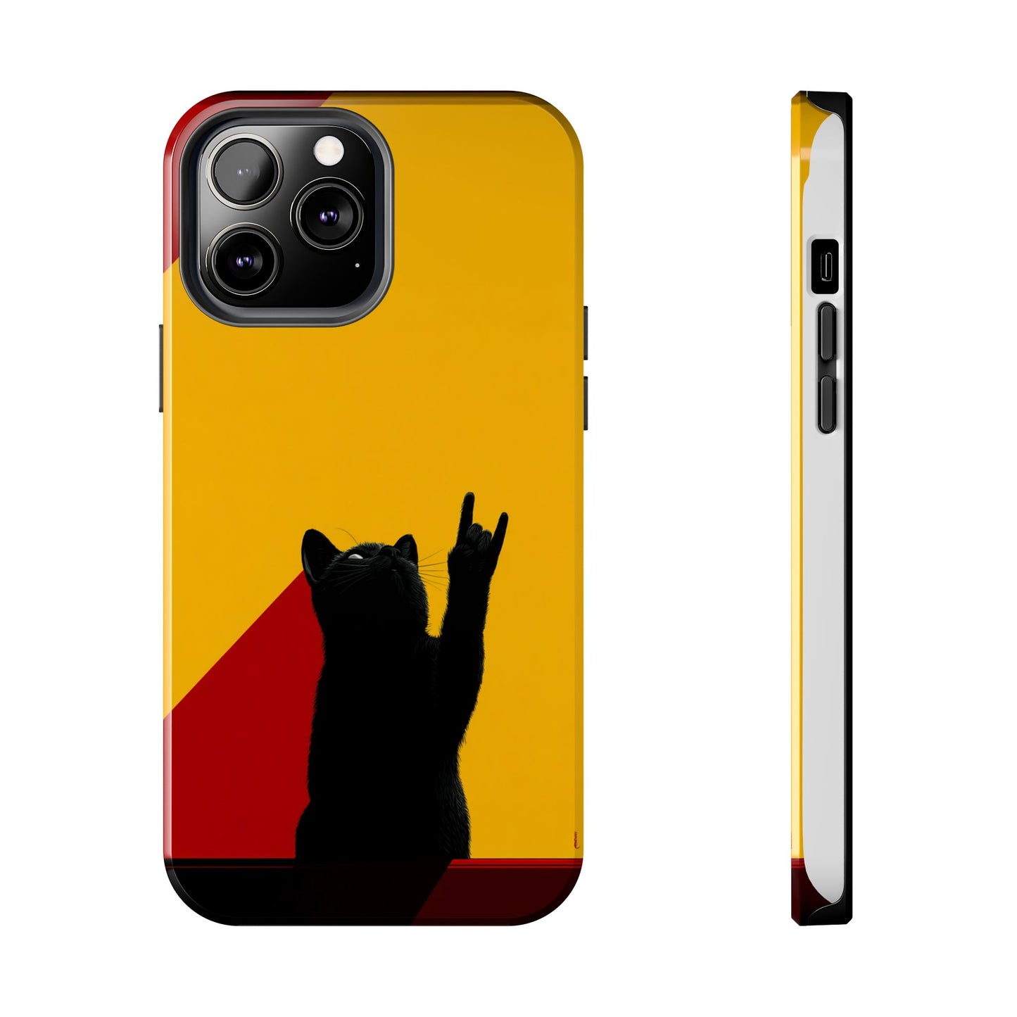 Black Cat Rock Gesture Tough Phone Case