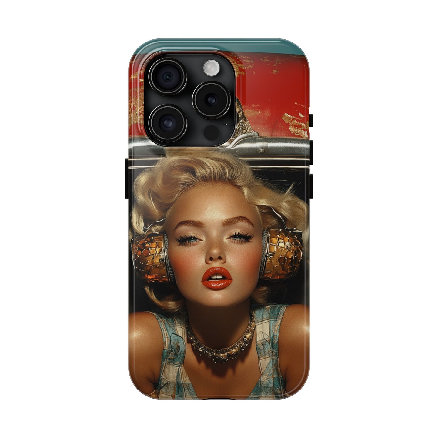Retro Glam Tough Phone Case - Stylish Protection for Music Lovers