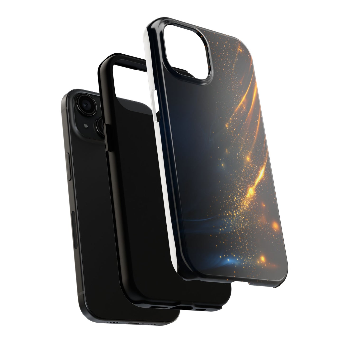 Galaxy Glitter Tough Phone Case - Shockproof Protection for iPhone