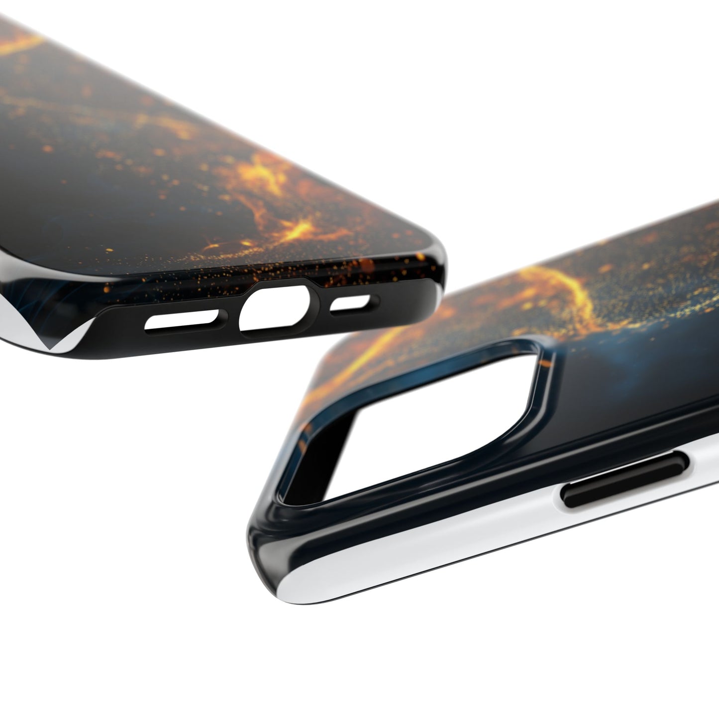 Sleek Tough Phone Cases with Abstract Gold and Blue Design