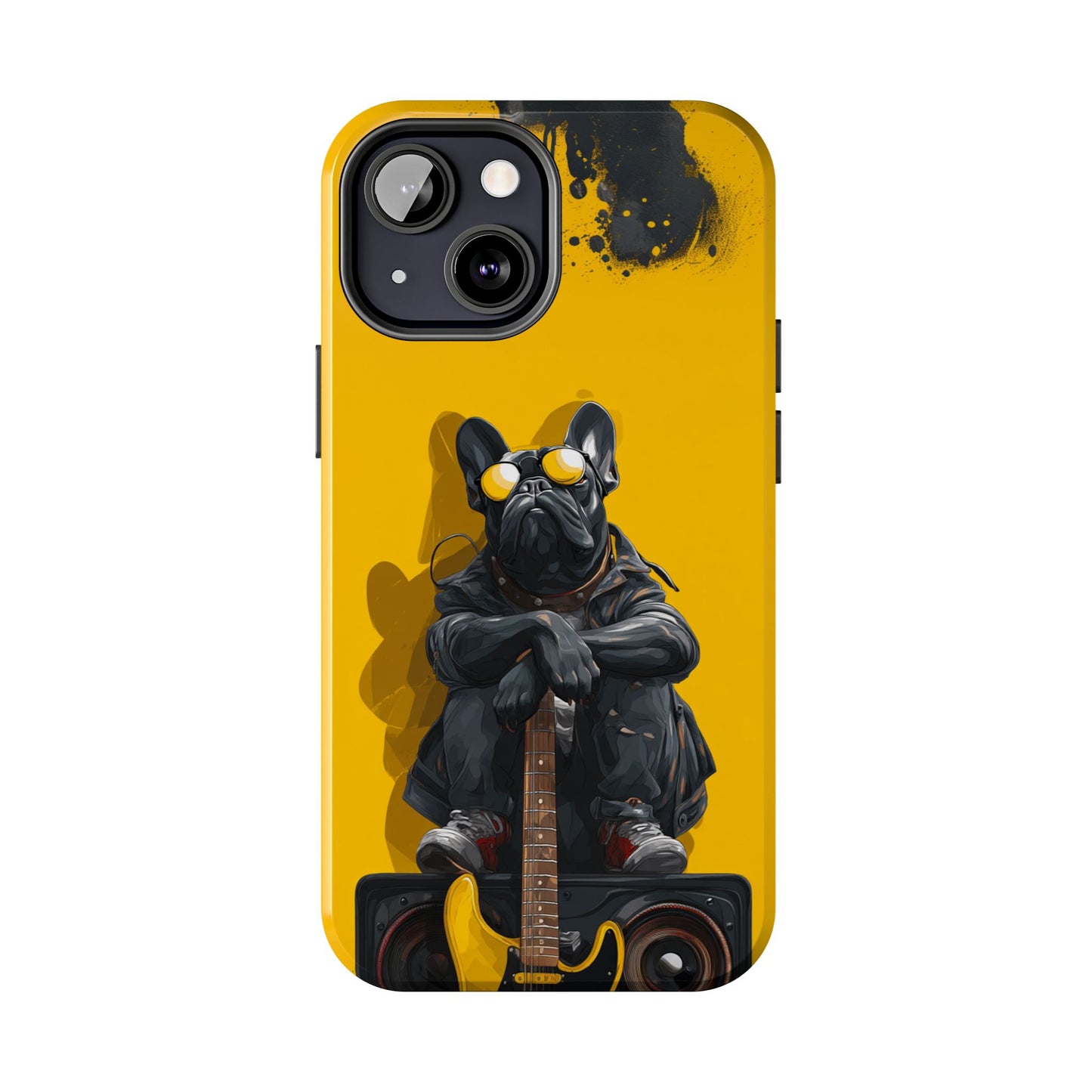 Rebellious Dog with Guitar Tough Phone Case – Wearable Art for Pet & Music Lovers