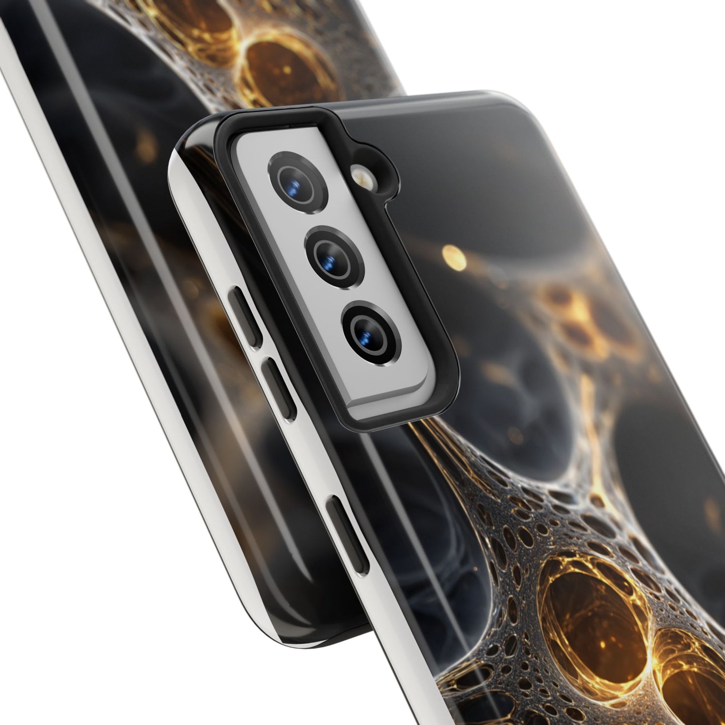 Luxurious Abstract Tough Phone Case - Gold and Black Design