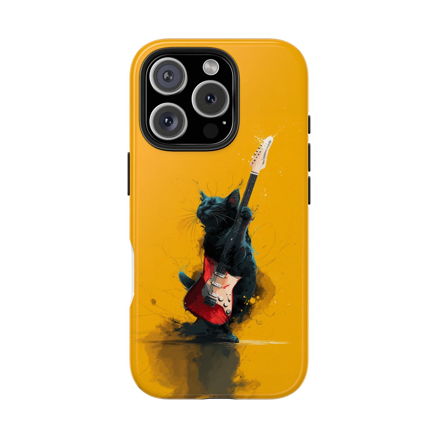 Black Cat Playing Red Guitar Tough Phone Case