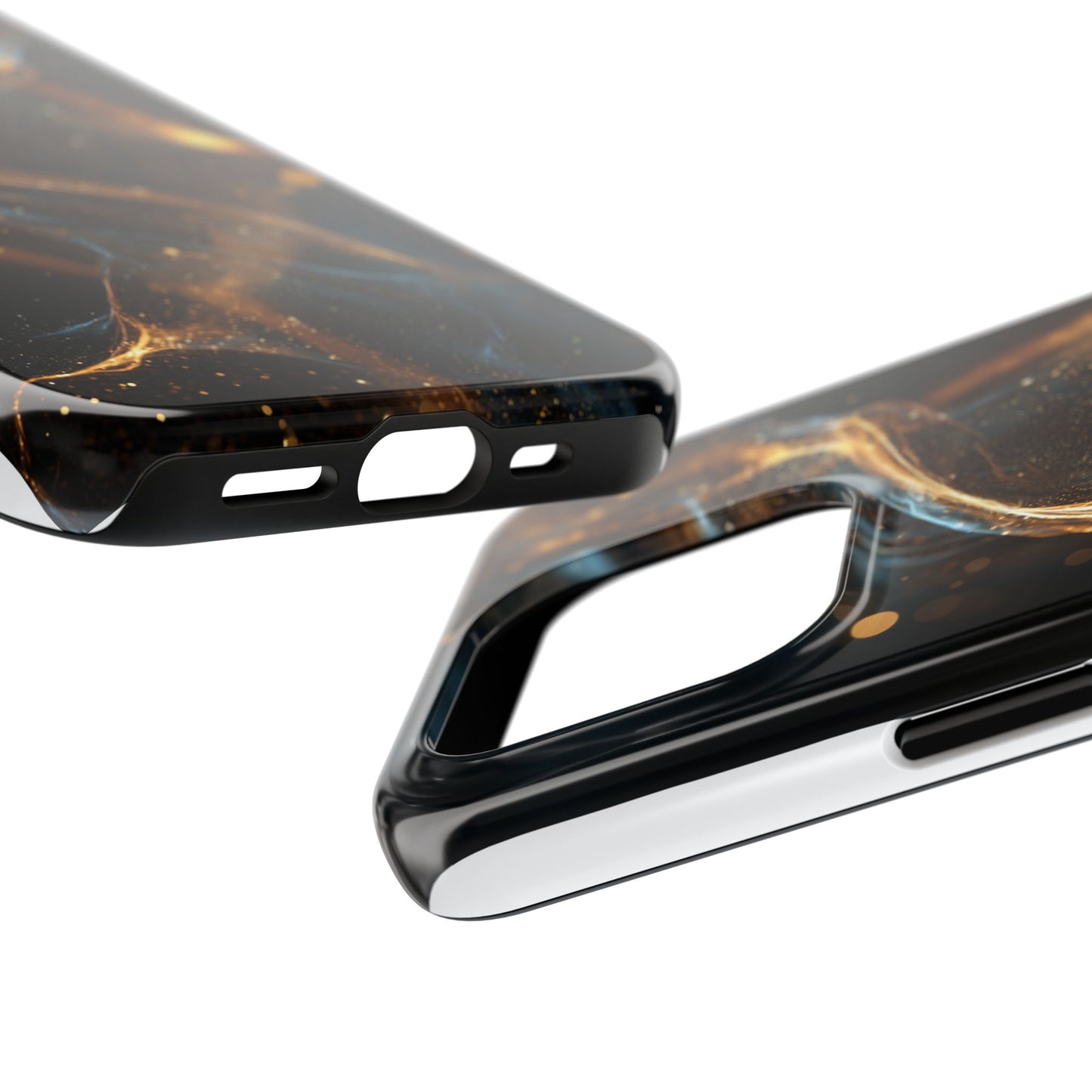 Stylish Tough Phone Case with Elegant Gold Swirl Design