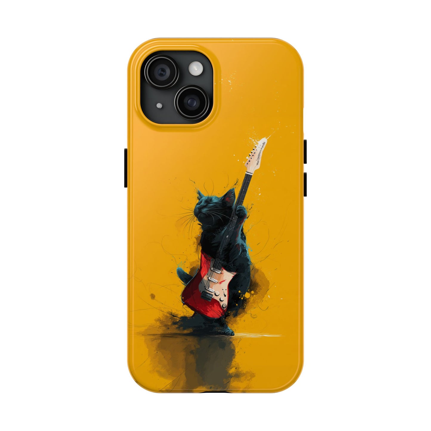 Black Cat Playing Red Guitar Tough Phone Case