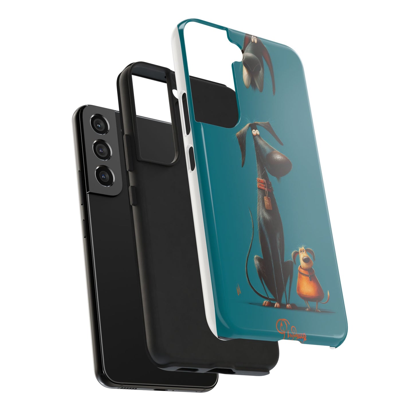 Whimsical Dog Art Tough Phone Case - Durable Protection for Pet Lovers