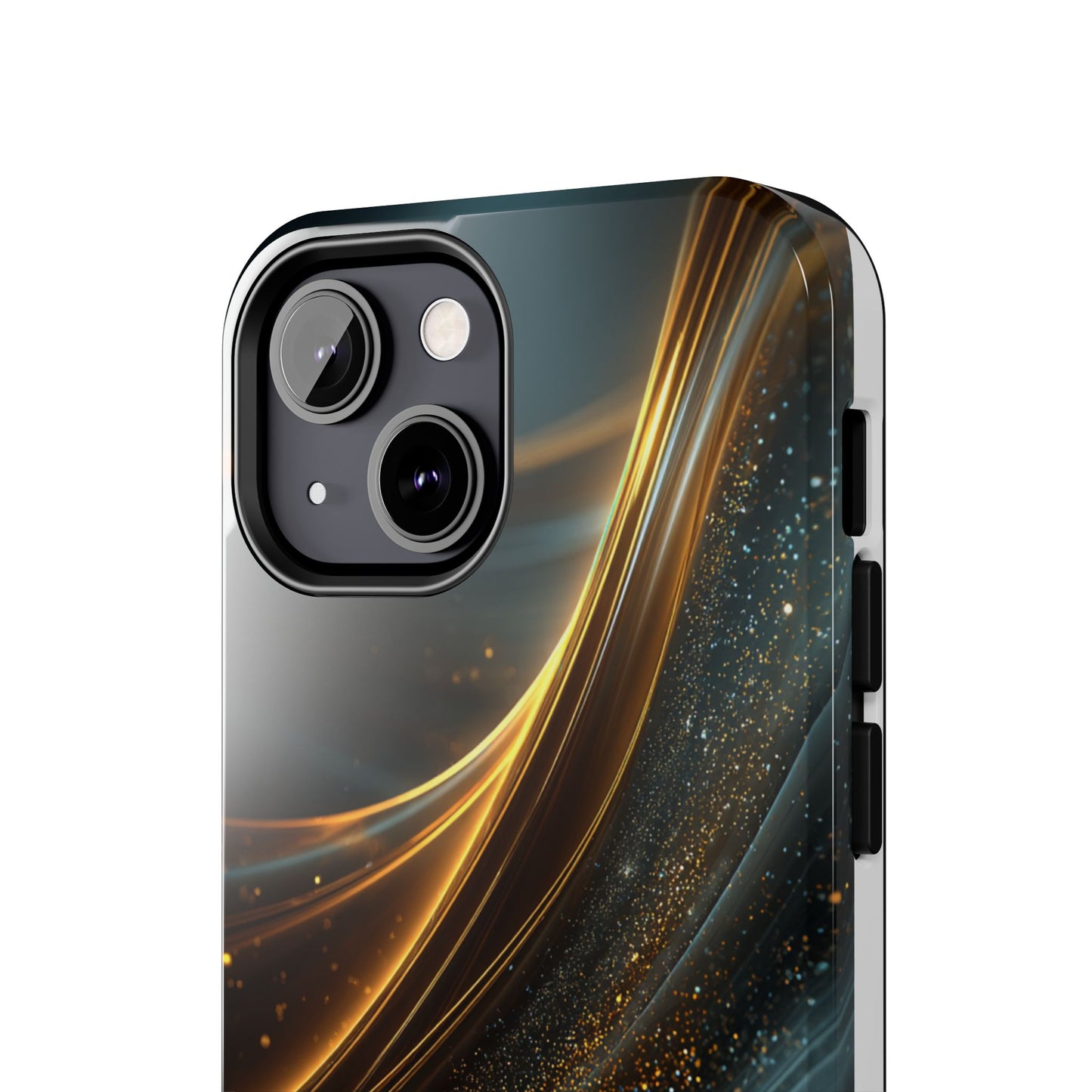 Elegant Tough Phone Case with Glittering Waves Design