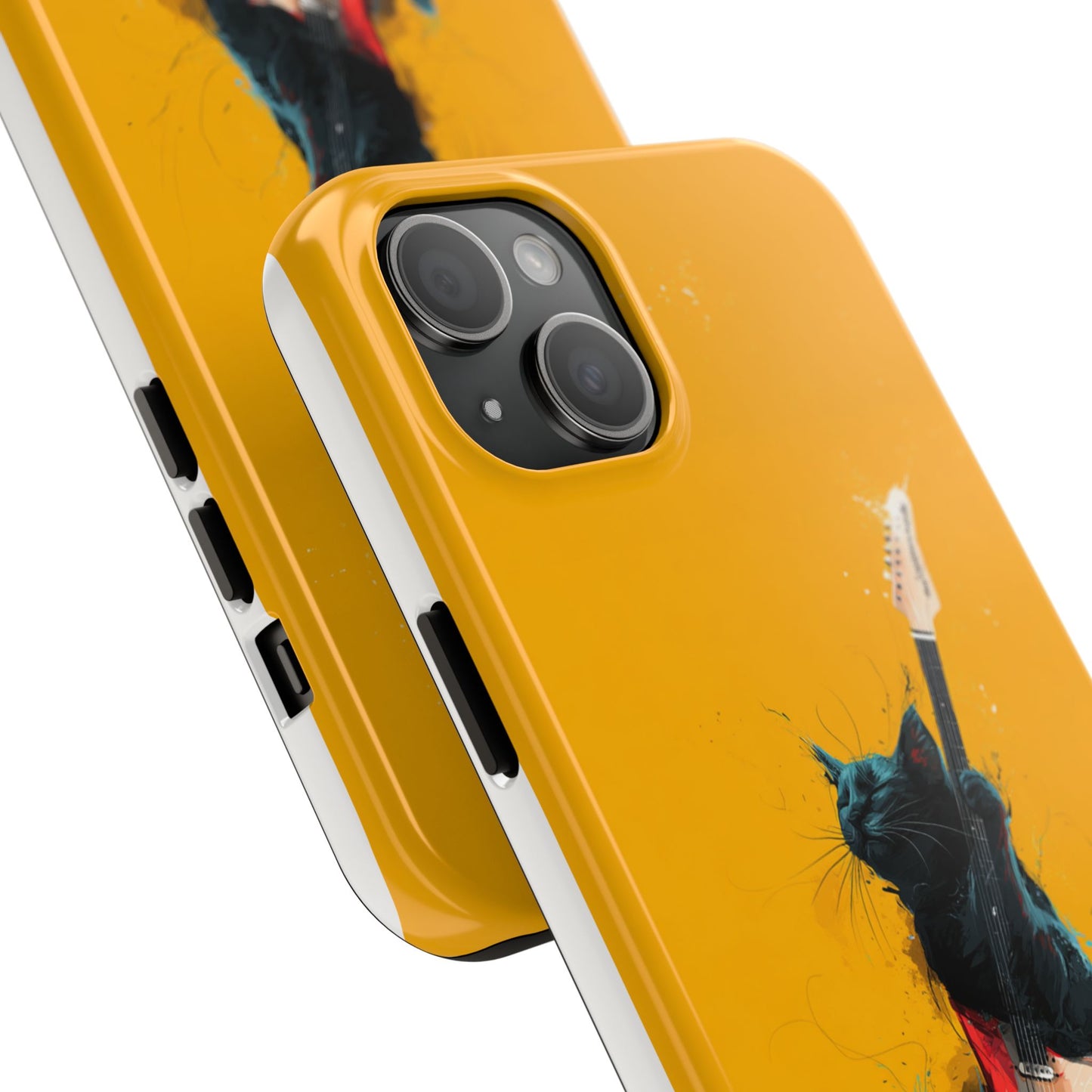 Black Cat Playing Red Guitar Tough Phone Case