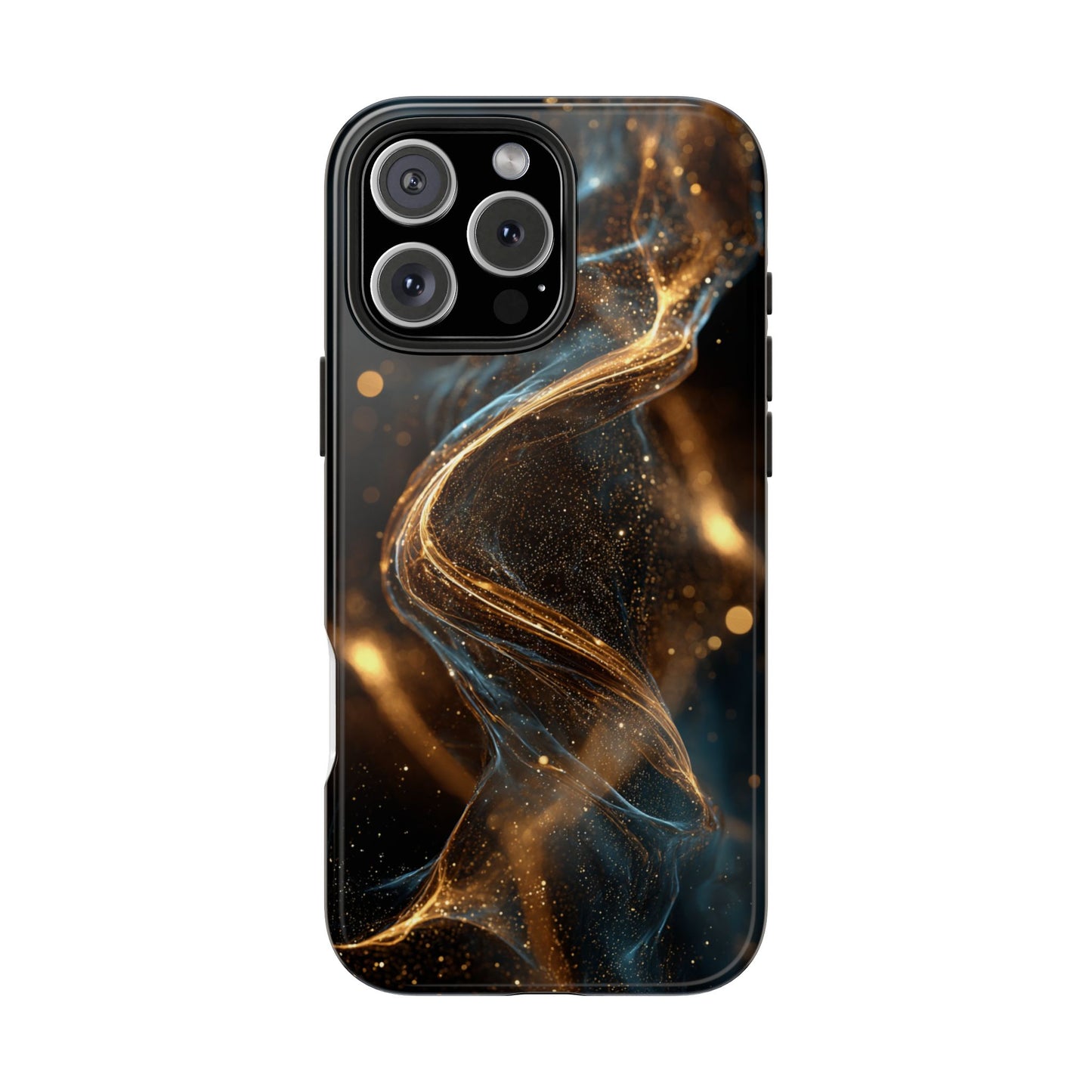 Stylish Tough Phone Case with Elegant Gold Swirl Design