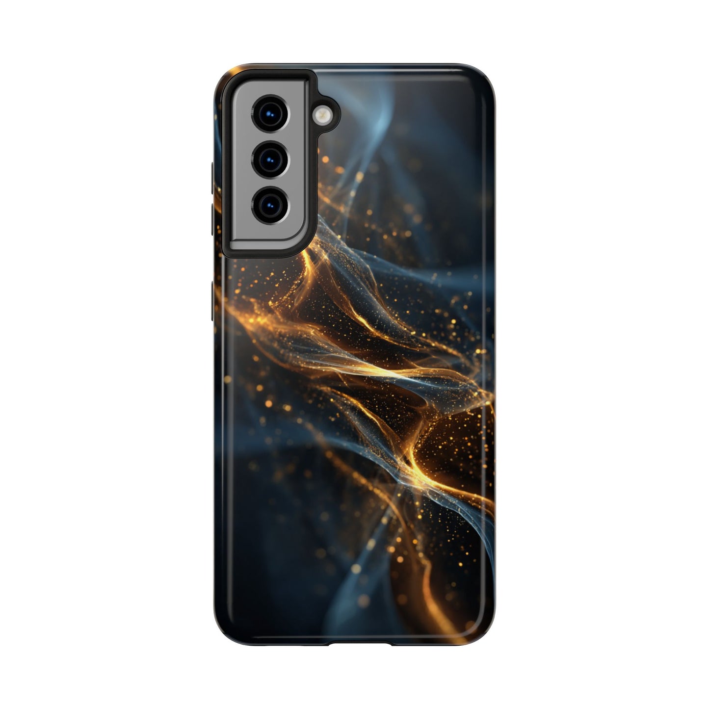 Stylish Tough Phone Case with Golden Swirl Design