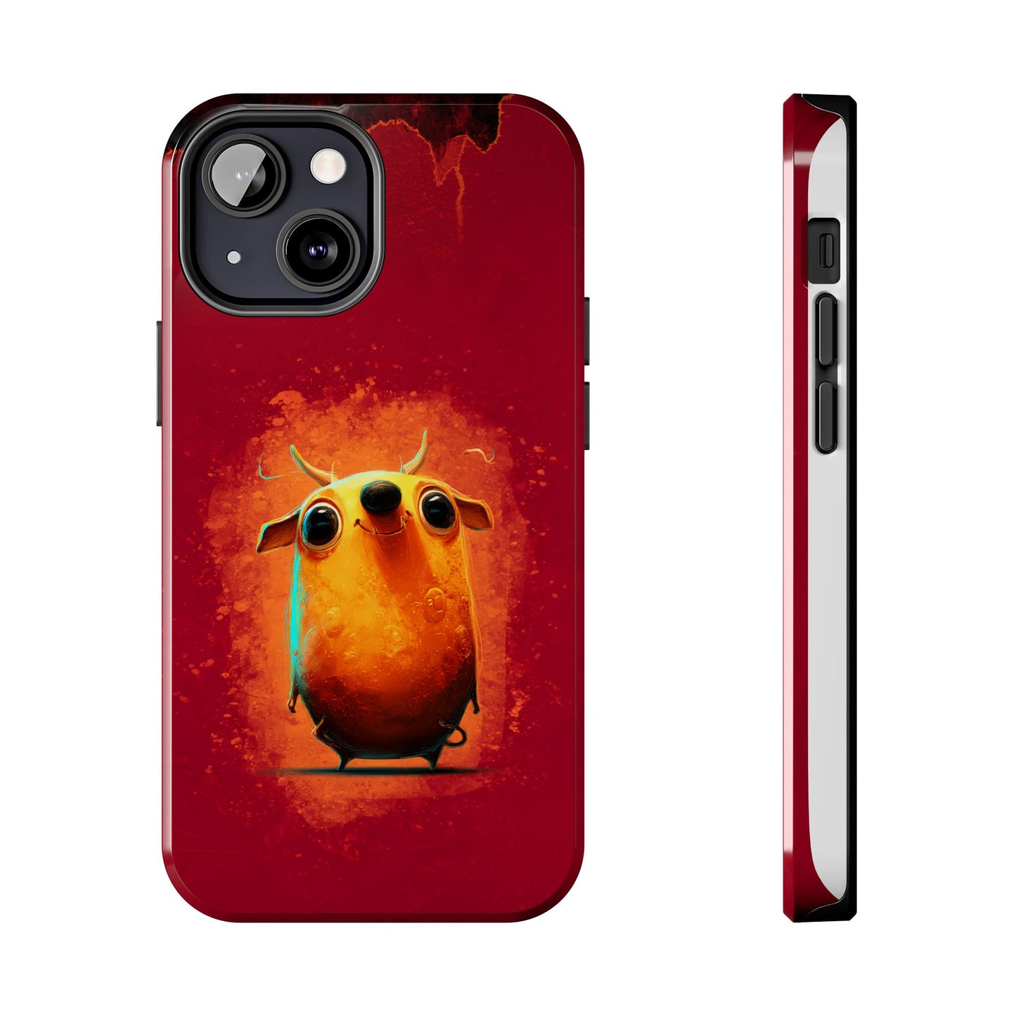 Whimsical Tough Phone Case - Cute Orange Monster Design