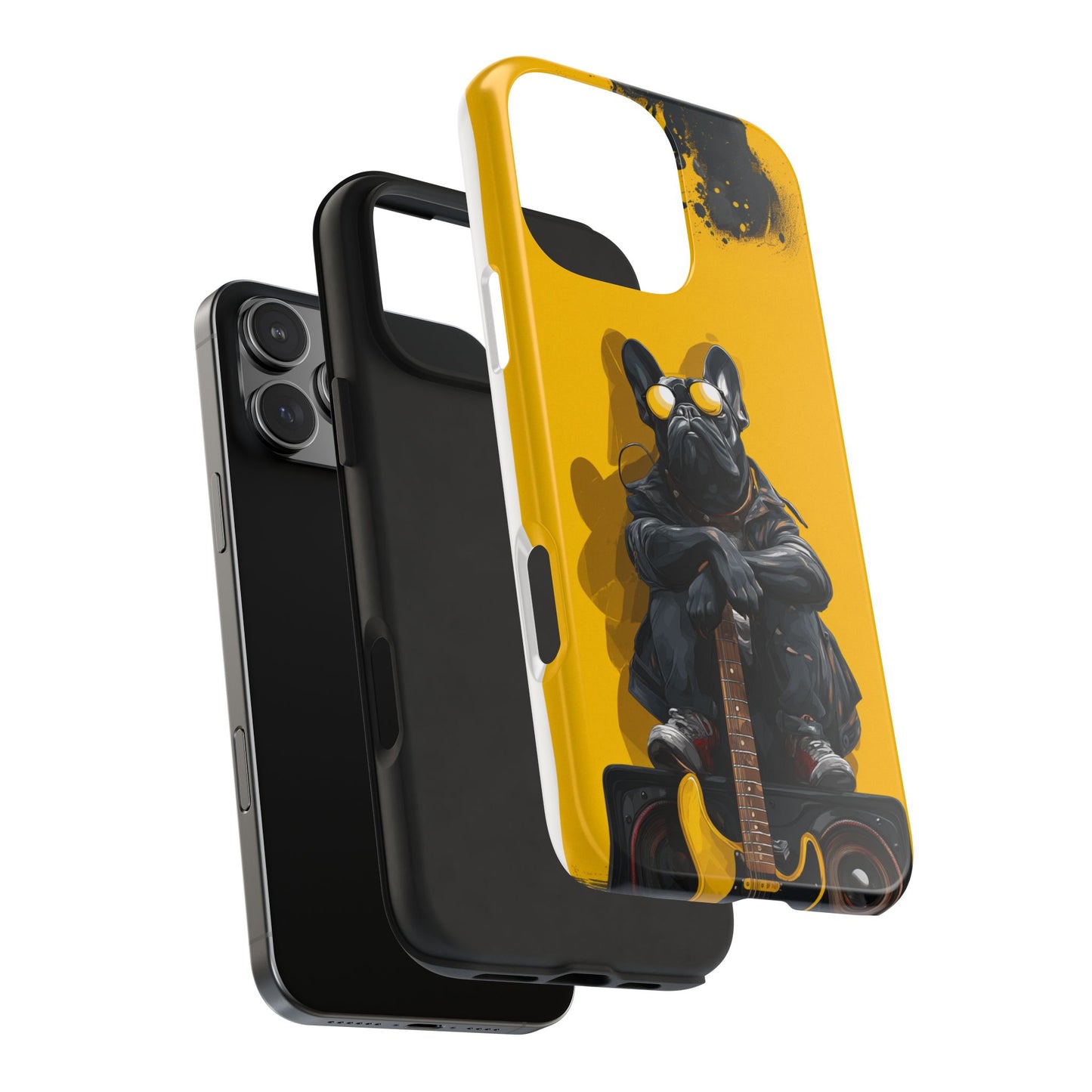 Rebellious Dog with Guitar Tough Phone Case – Wearable Art for Pet & Music Lovers