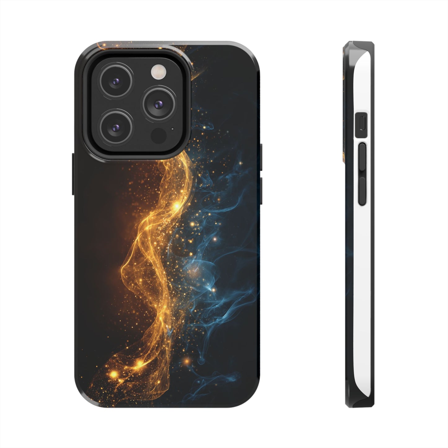 Dynamic Gold and Blue Tough Phone Case - Durable Protection with a Stunning Design