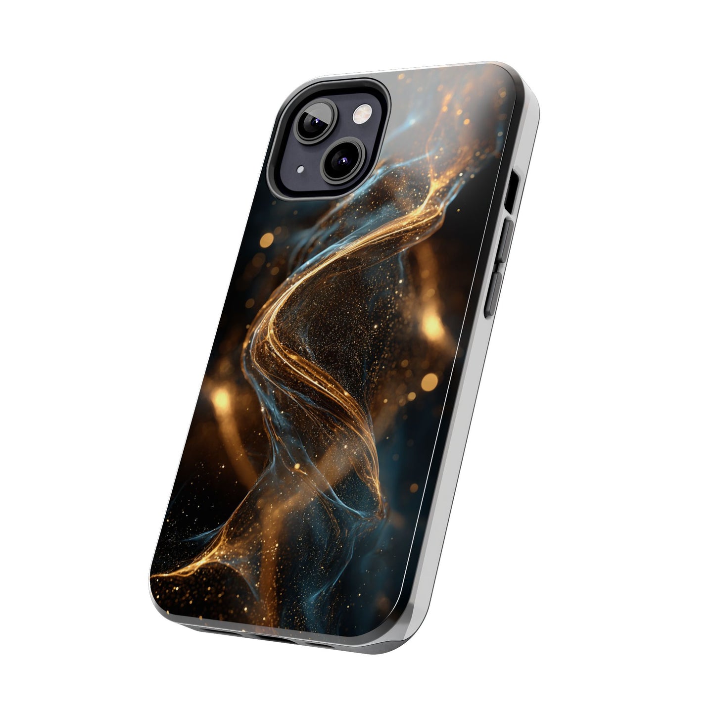Stylish Tough Phone Case with Elegant Gold Swirl Design