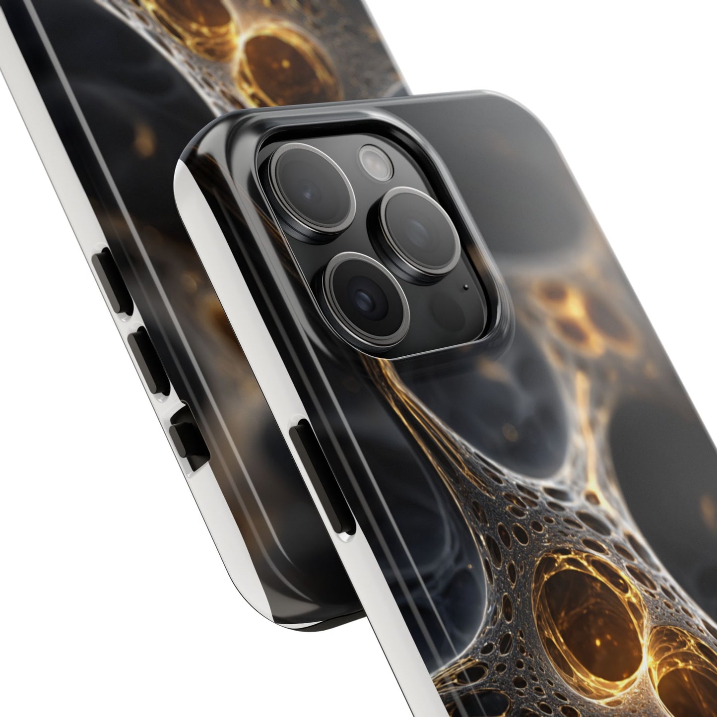 Luxurious Abstract Tough Phone Case - Gold and Black Design