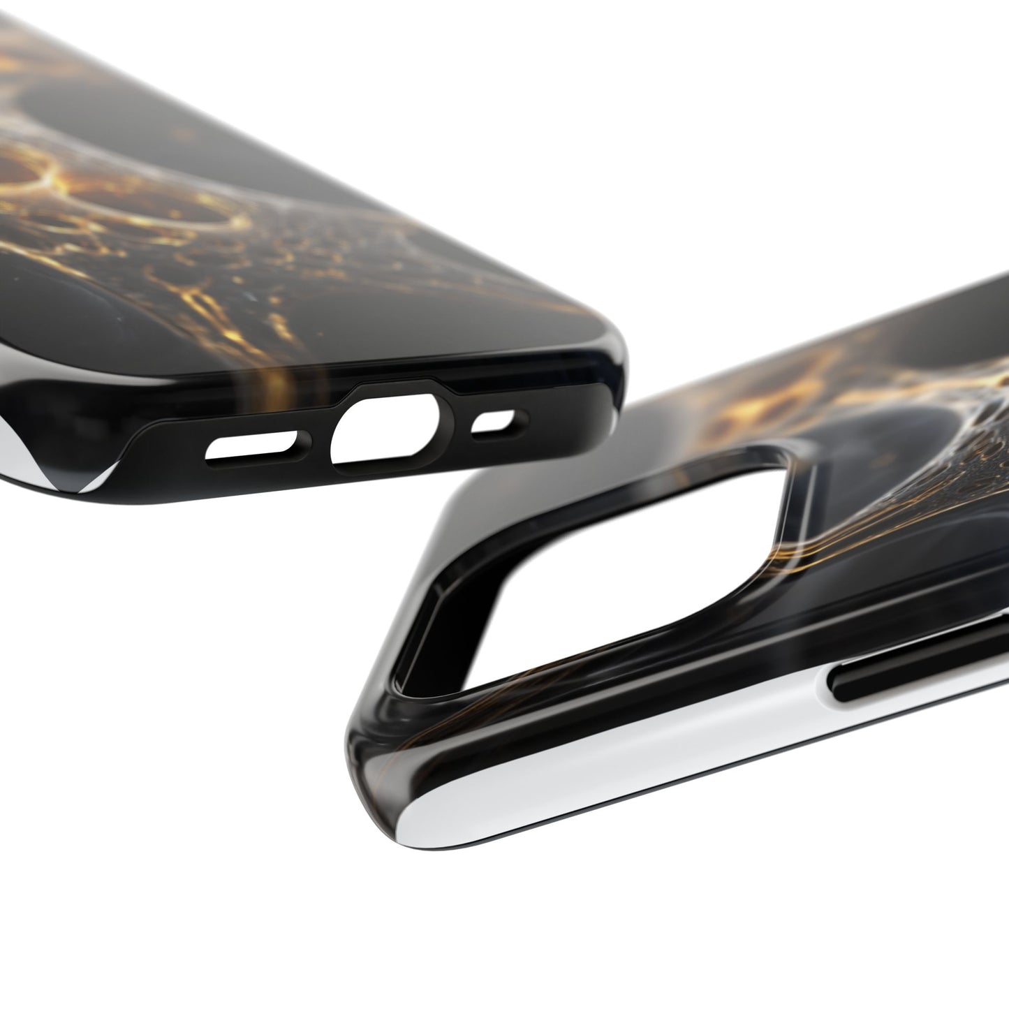 Luxurious Abstract Tough Phone Case - Gold and Black Design