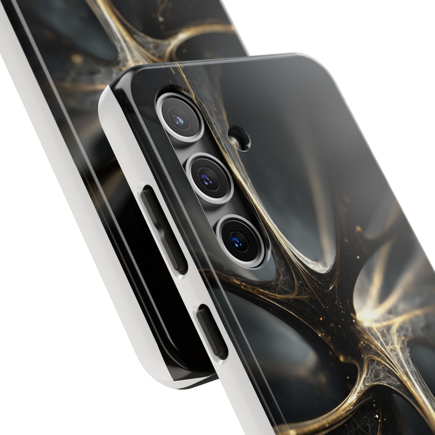 Elegant Tough Phone Case with Abstract Metallic Design