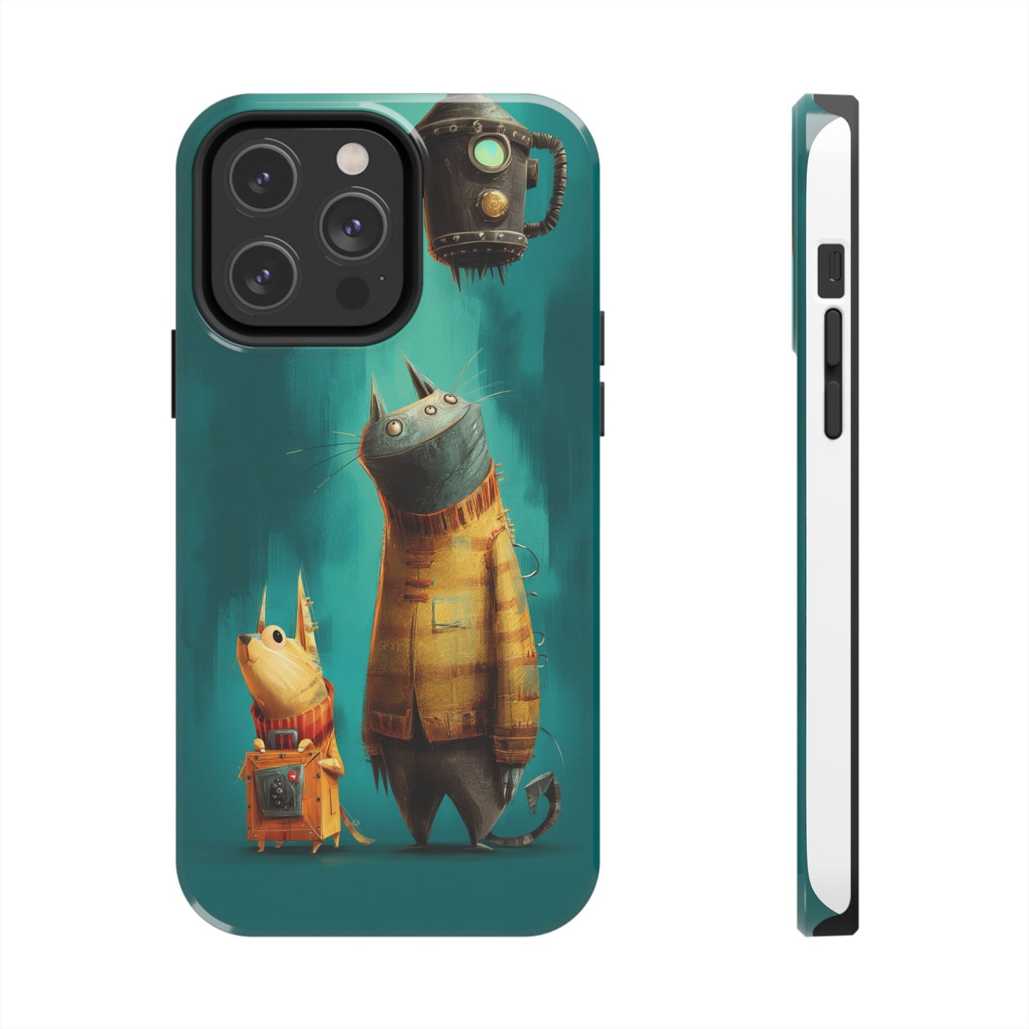Whimsical Cat Adventure Tough Phone Case - Unique Design for Animal Lovers