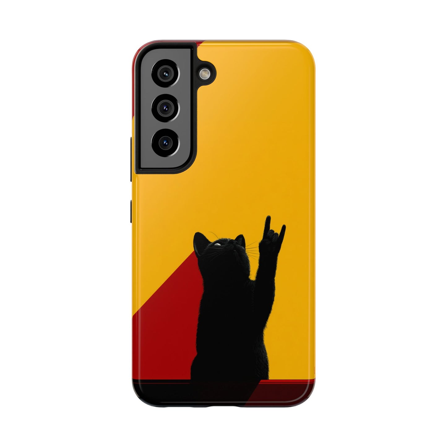 Black Cat Rock Gesture Tough Phone Case