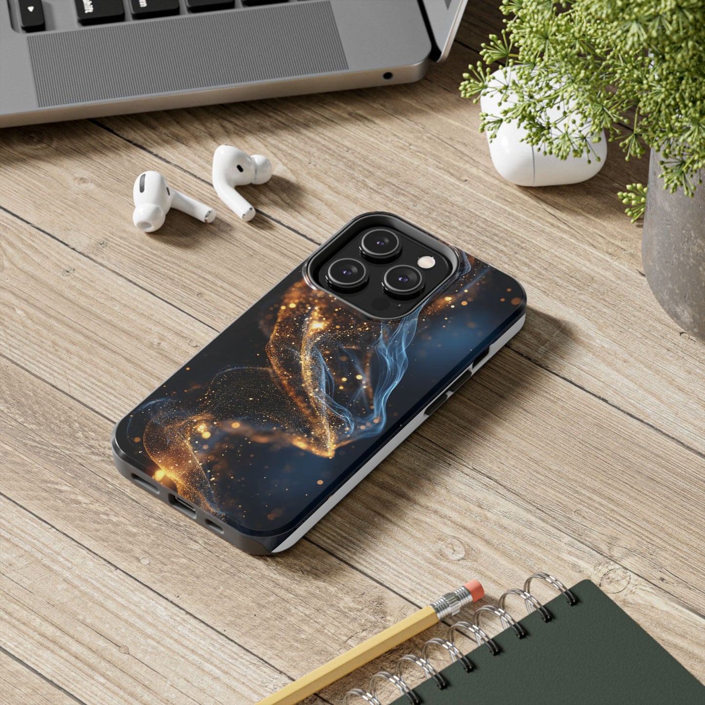 Elegant Gold Swirl Tough Phone Case – Durable & Stylish Protection for Your Device