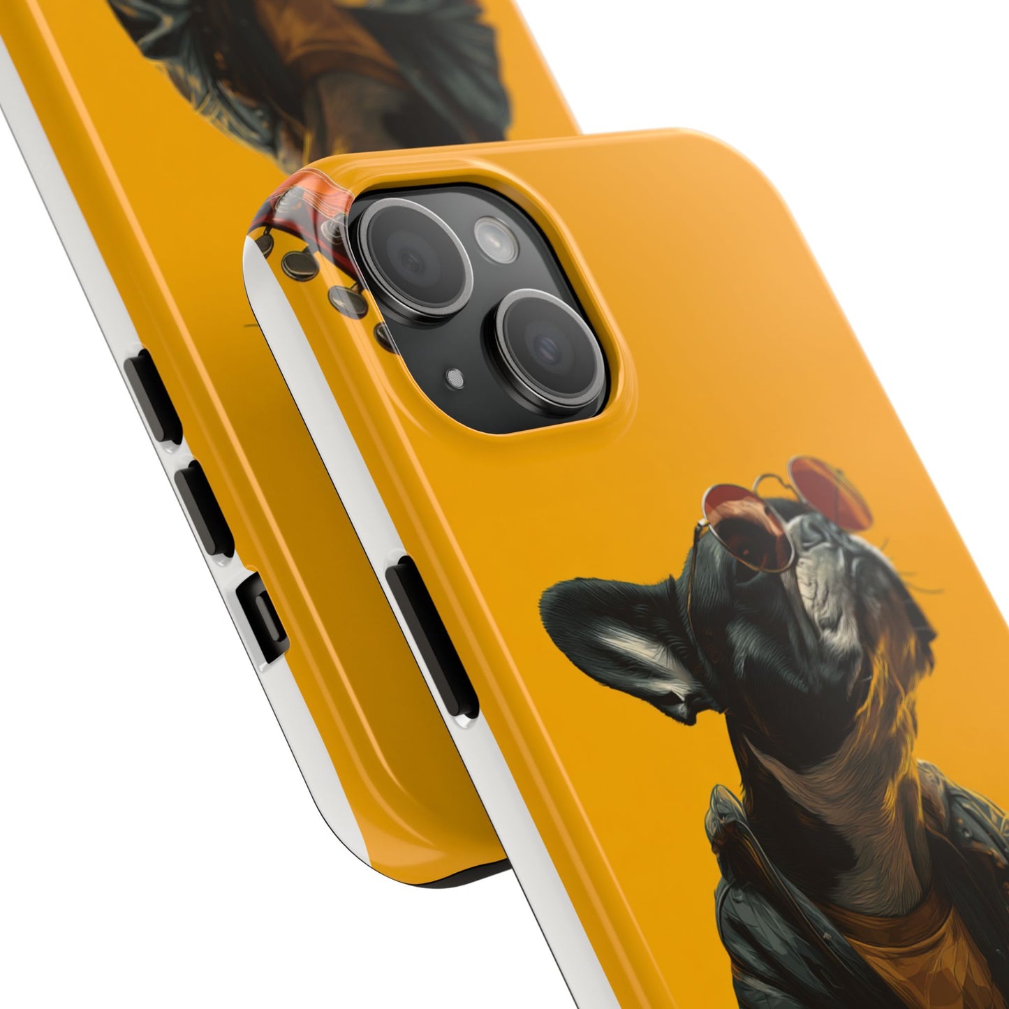 French Bulldog with Red Sunglasses Playing Red Guitar Tough Phone Case