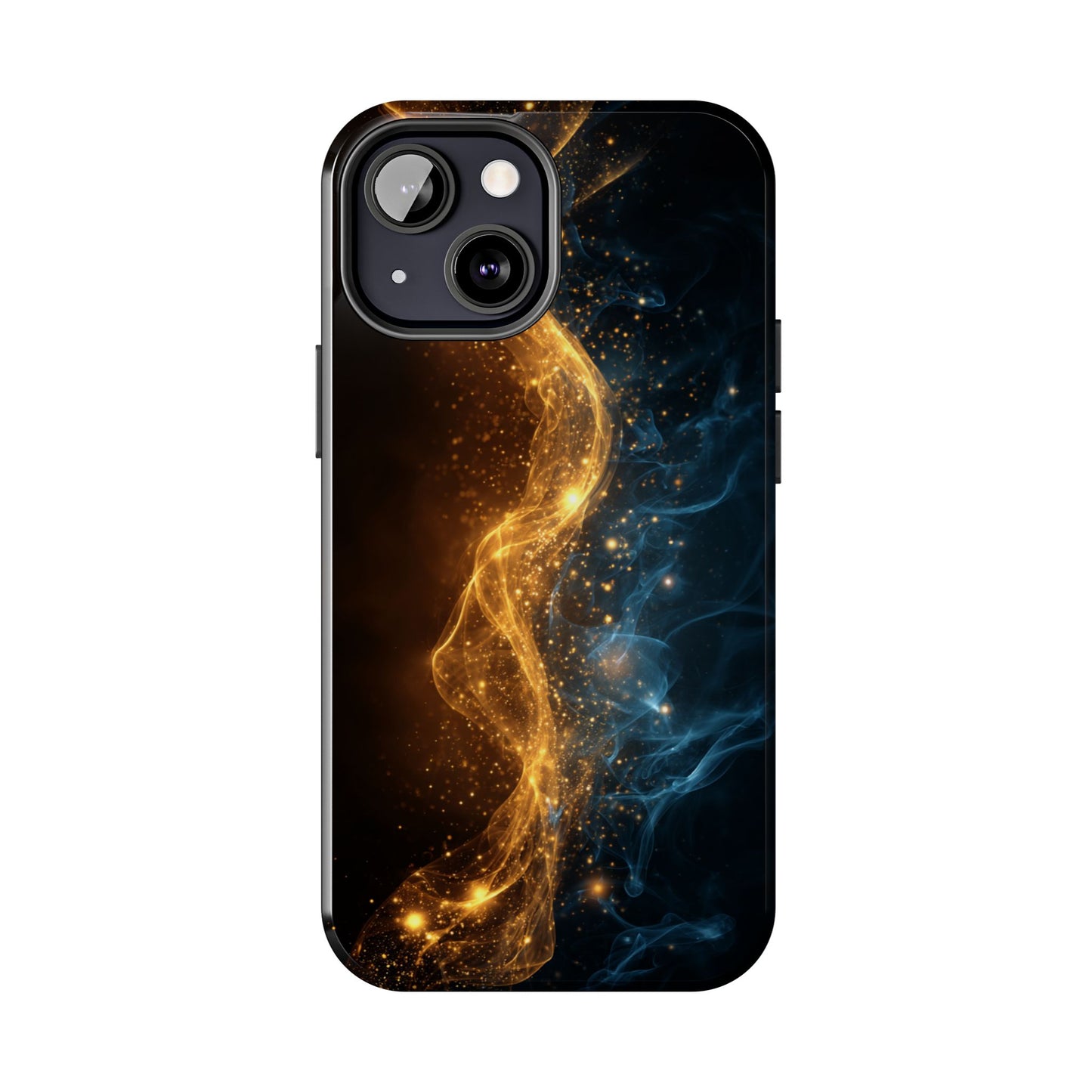 Dynamic Gold and Blue Tough Phone Case - Durable Protection with a Stunning Design