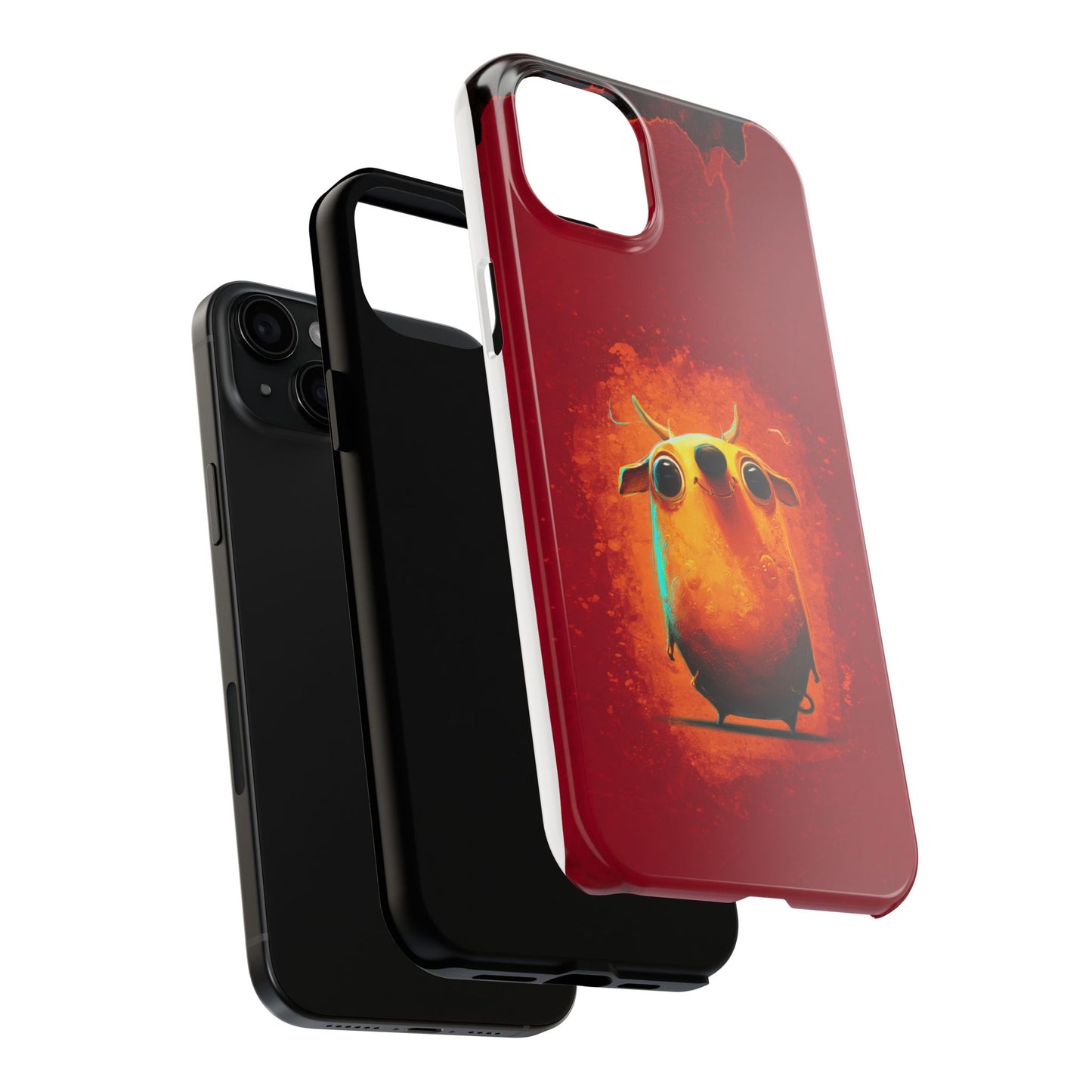 Whimsical Tough Phone Case - Cute Orange Monster Design