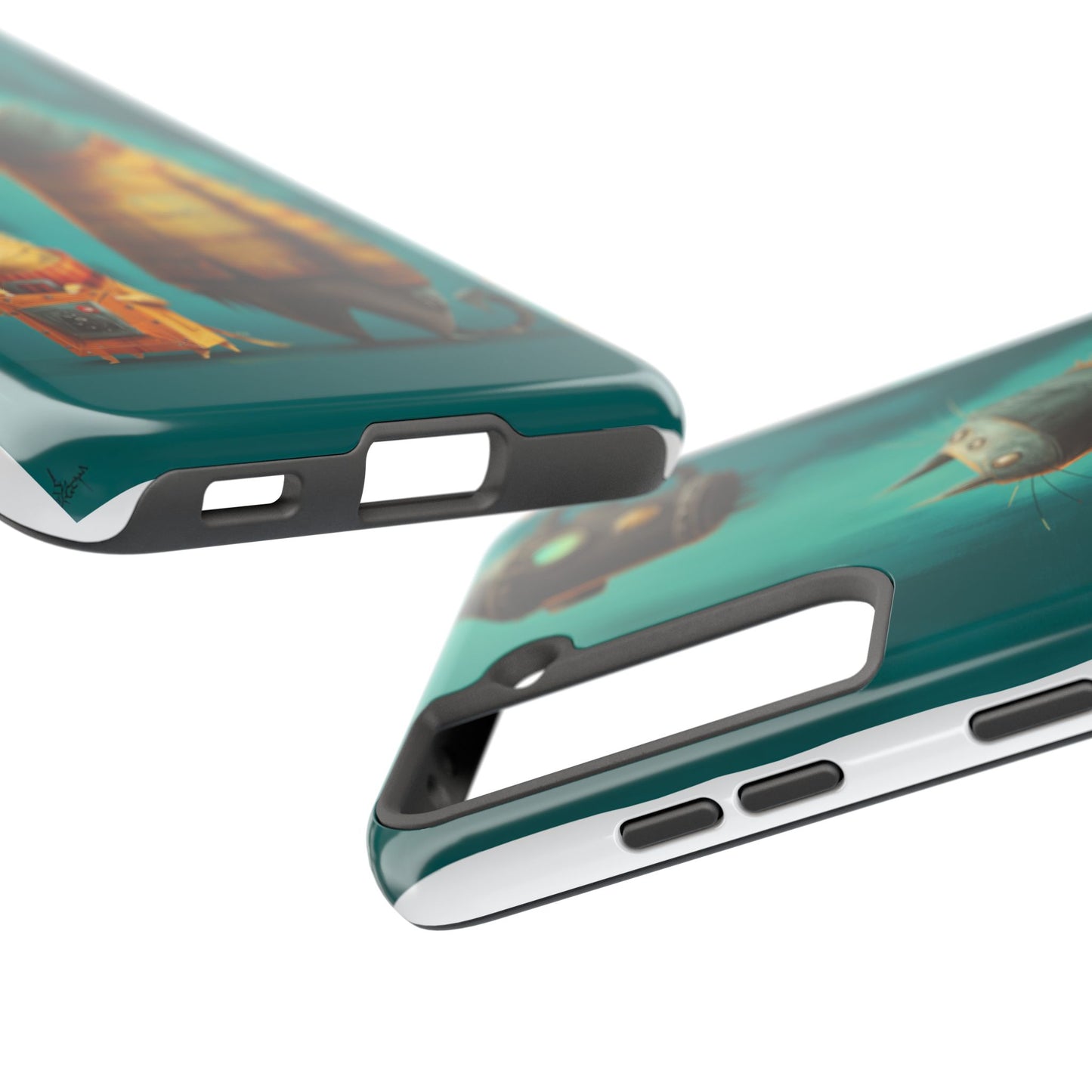 Whimsical Cat Adventure Tough Phone Case - Unique Design for Animal Lovers