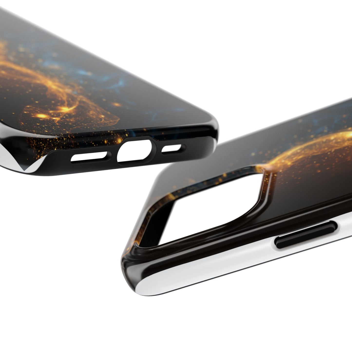 Dynamic Gold and Blue Tough Phone Case - Durable Protection with a Stunning Design
