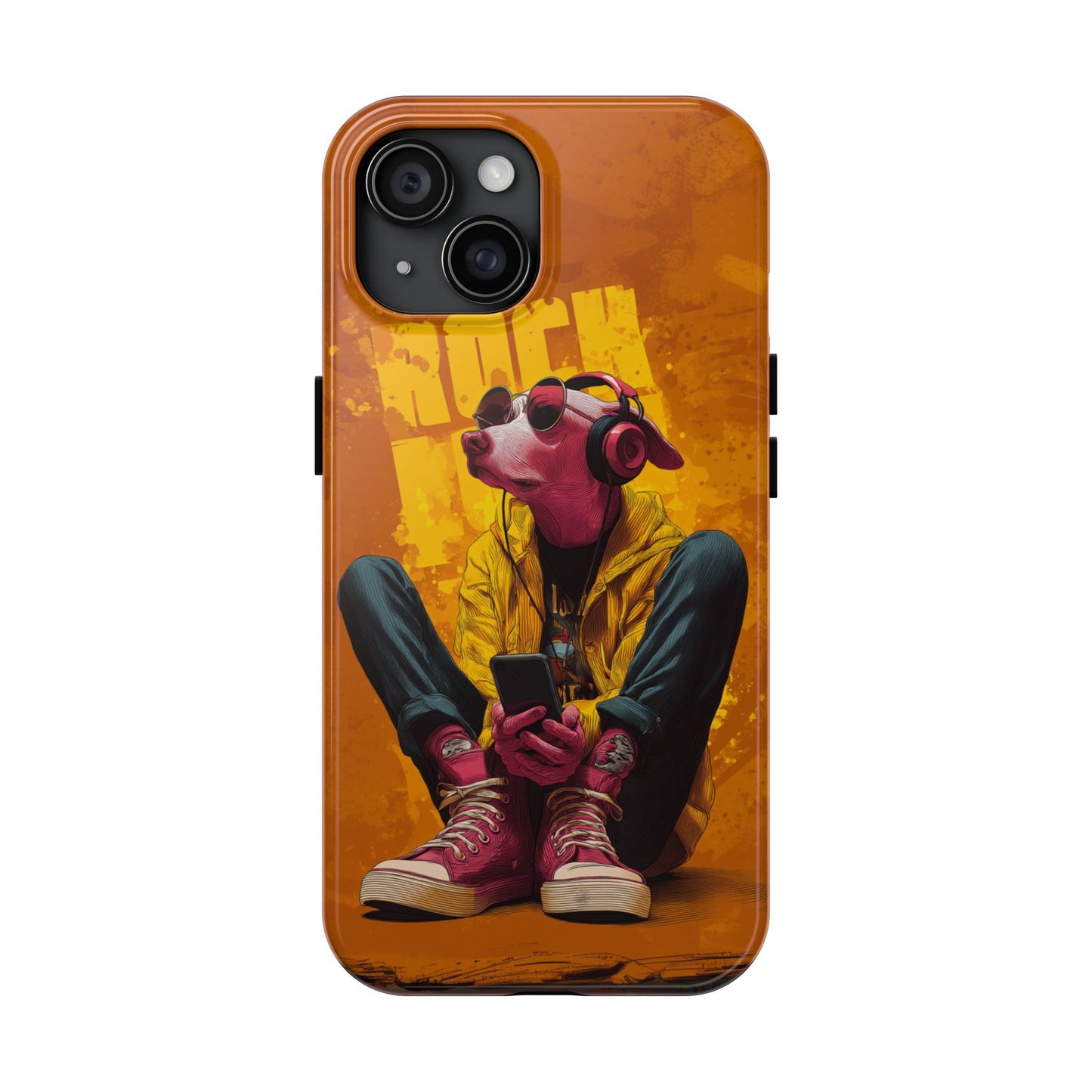 Dog with Pink Sunglasses and Headphones Tough Phone Case