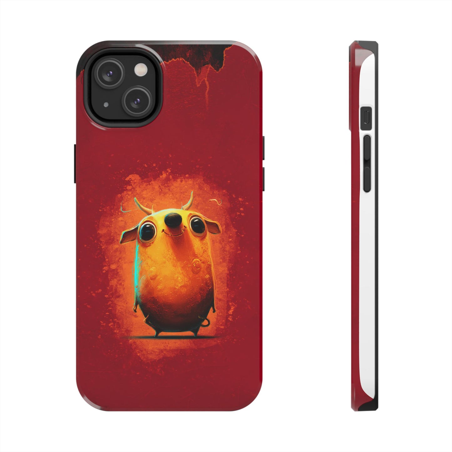 Whimsical Tough Phone Case - Cute Orange Monster Design