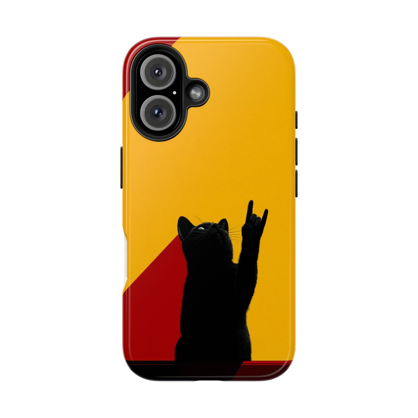 Black Cat Rock Gesture Tough Phone Case