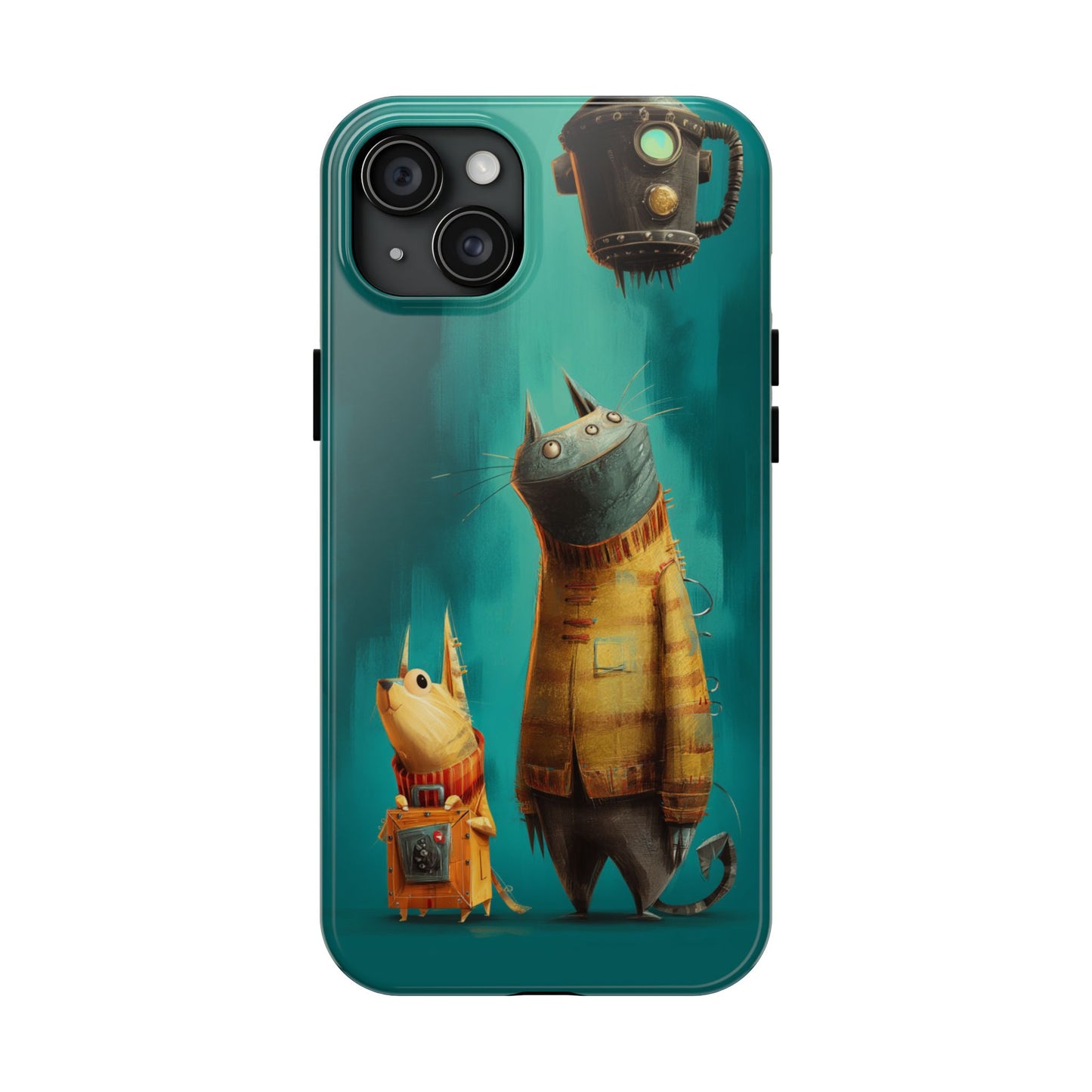 Whimsical Cat Adventure Tough Phone Case - Unique Design for Animal Lovers