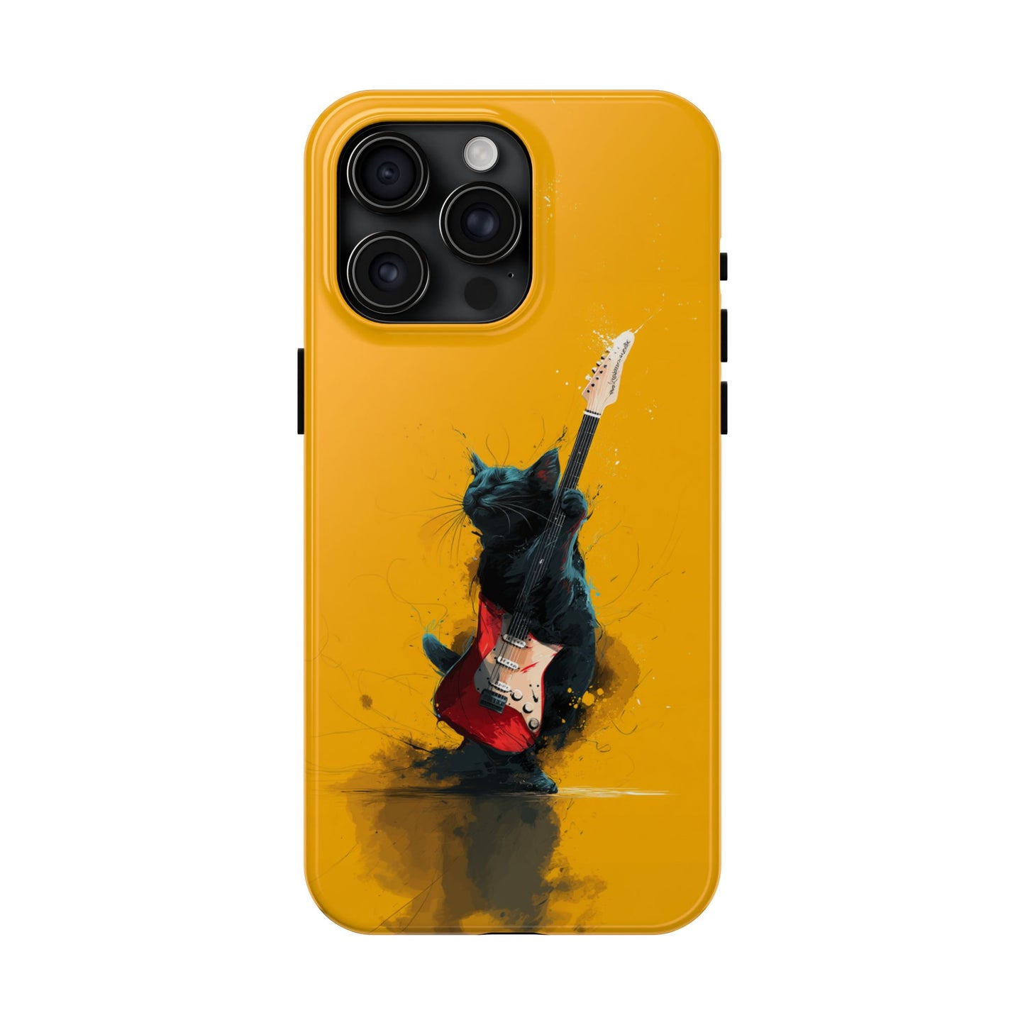 Black Cat Playing Red Guitar Tough Phone Case