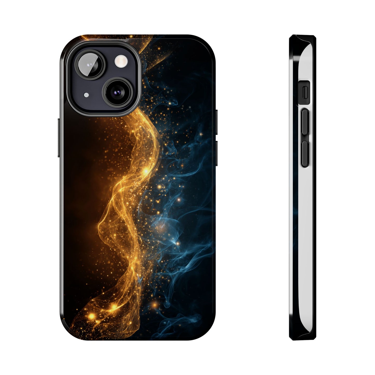 Dynamic Gold and Blue Tough Phone Case - Durable Protection with a Stunning Design