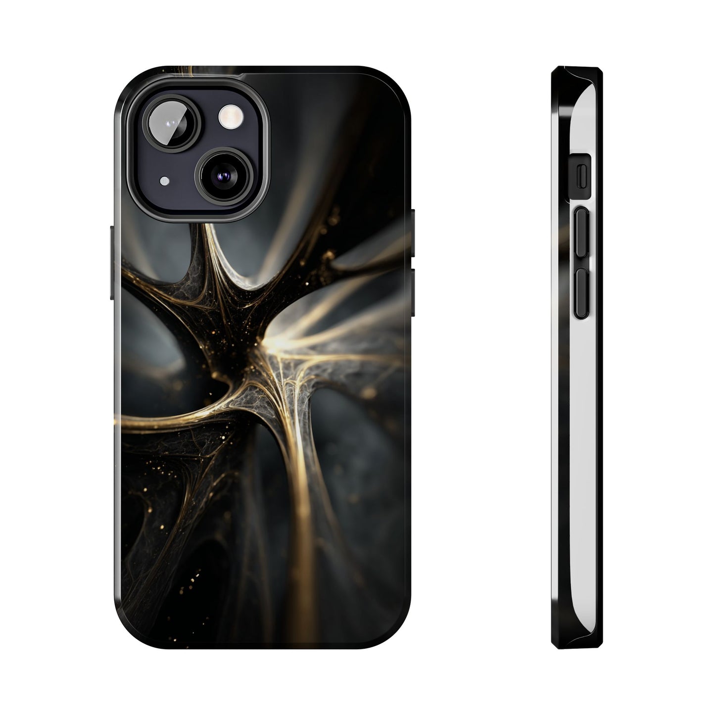 Elegant Tough Phone Case with Abstract Metallic Design