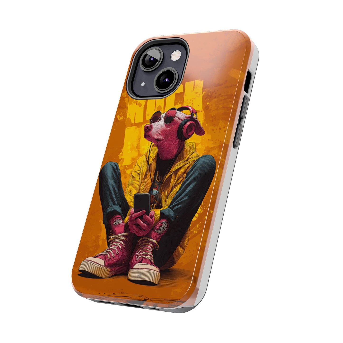 Dog with Pink Sunglasses and Headphones Tough Phone Case
