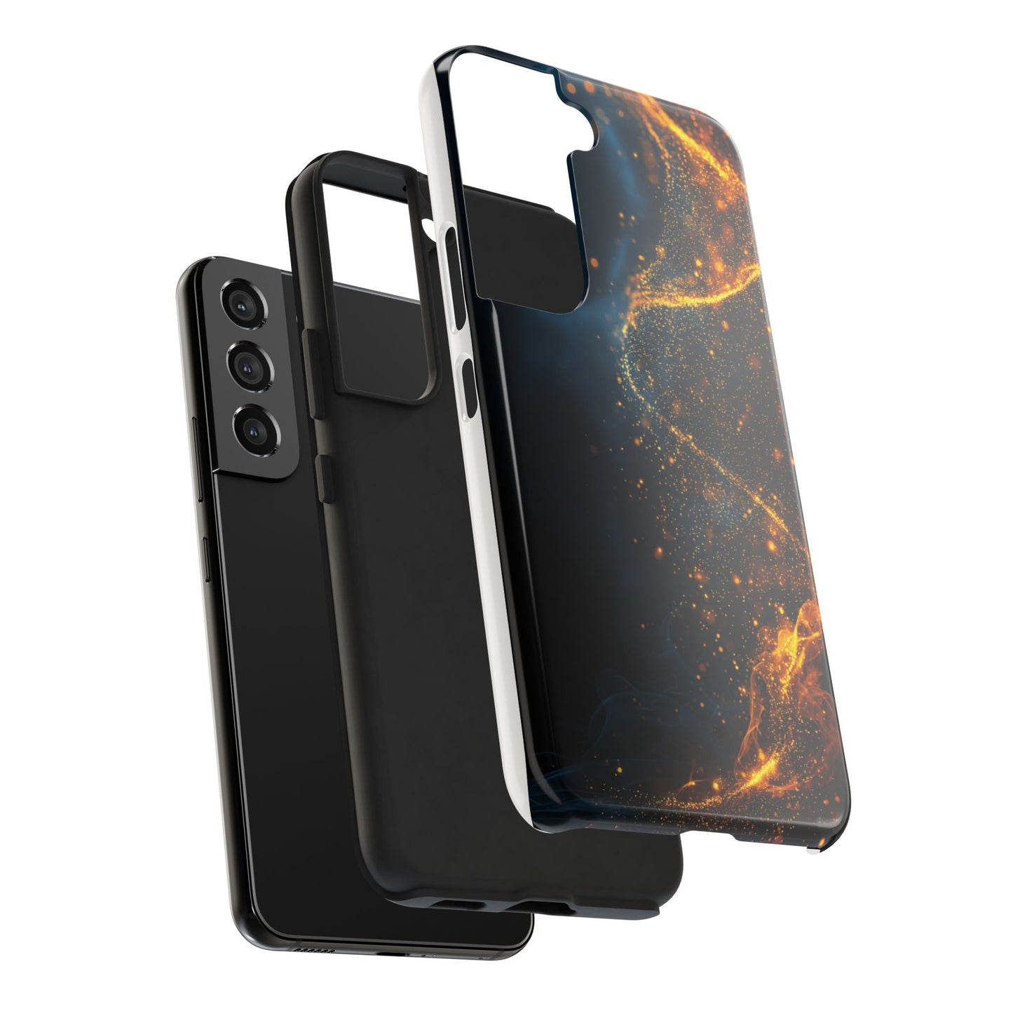 Sleek Tough Phone Cases with Abstract Gold and Blue Design