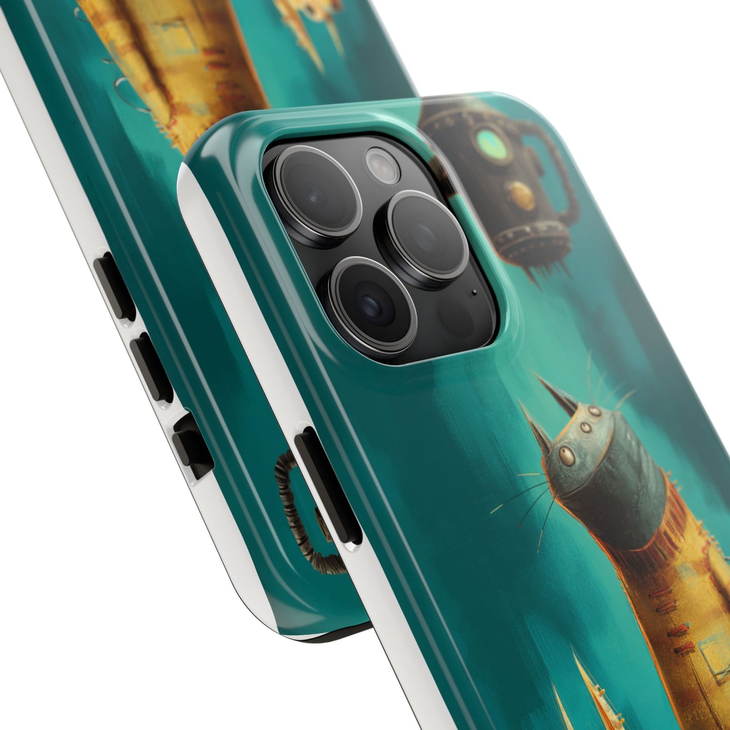 Whimsical Cat Adventure Tough Phone Case - Unique Design for Animal Lovers