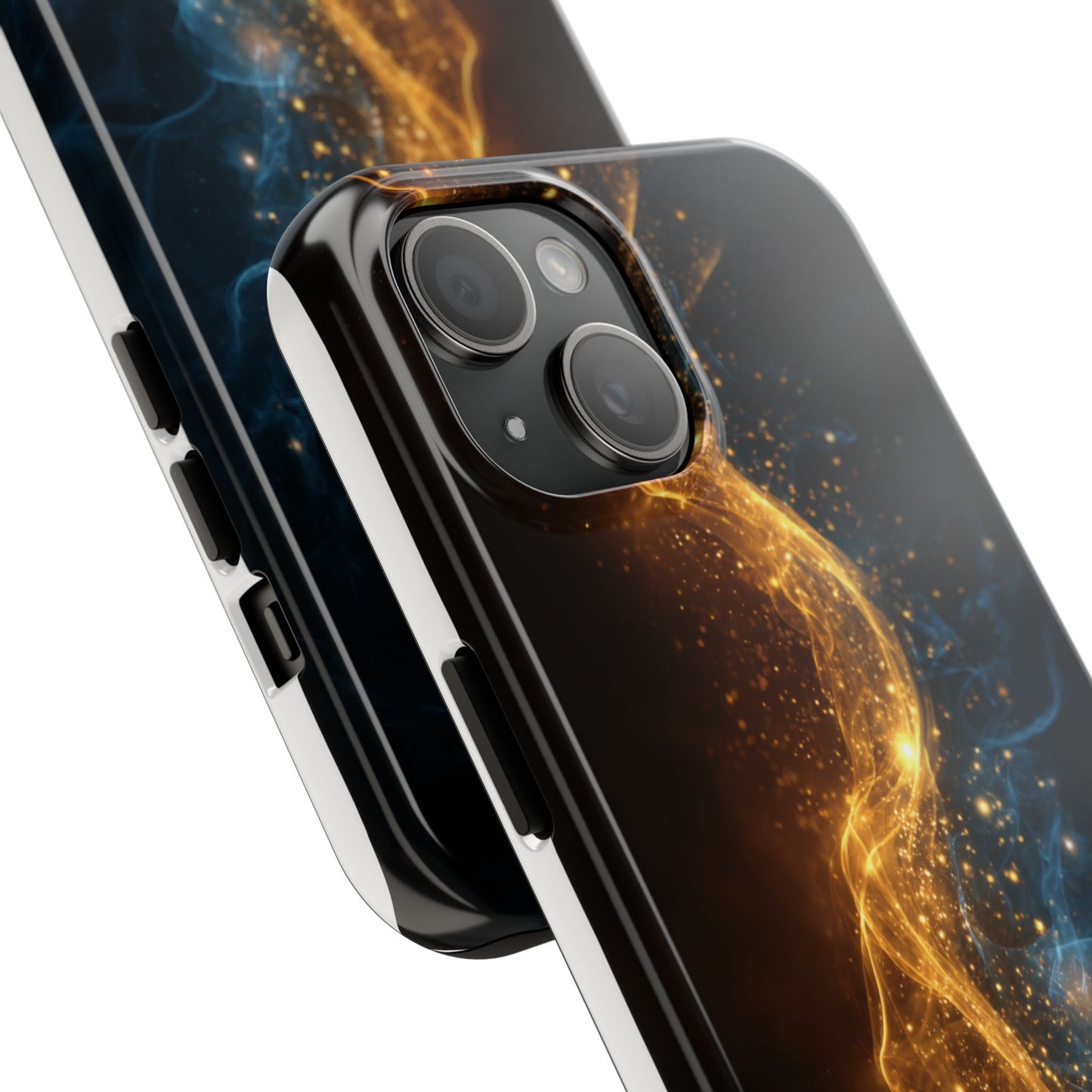Dynamic Gold and Blue Tough Phone Case - Durable Protection with a Stunning Design