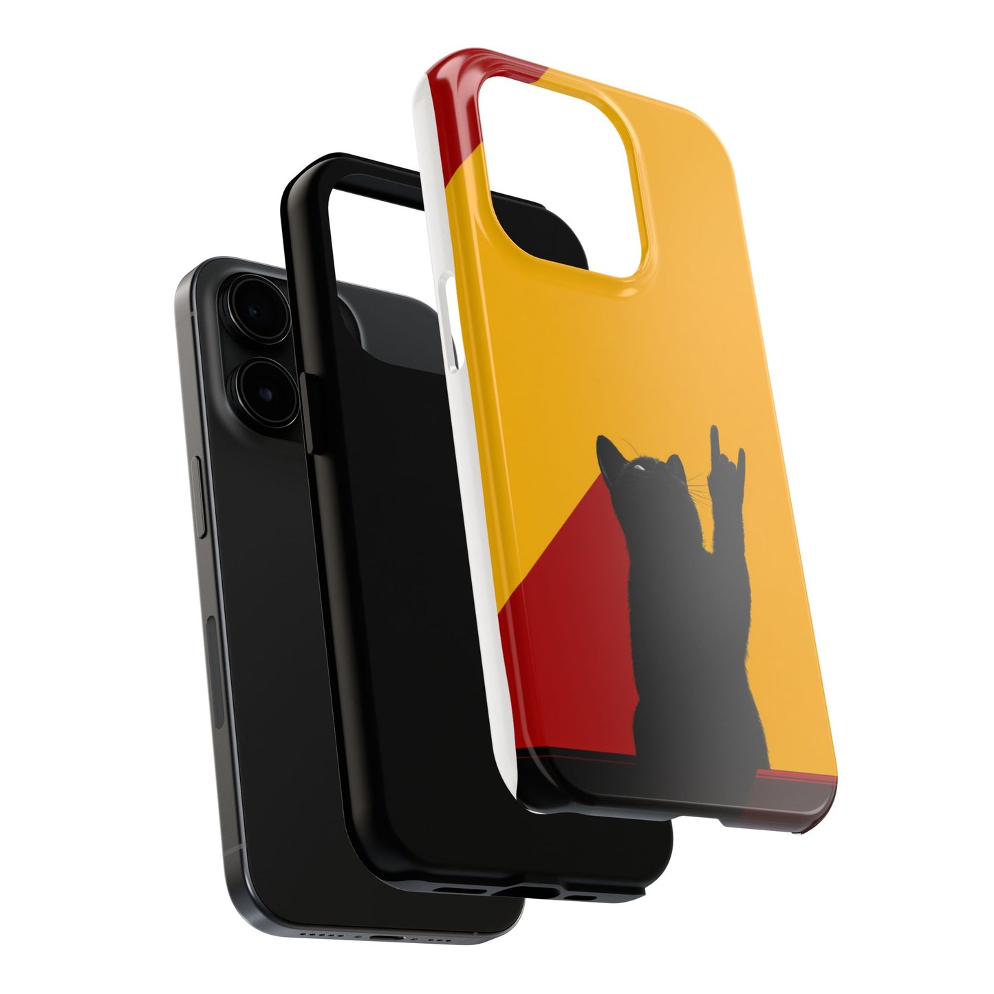 Black Cat Rock Gesture Tough Phone Case