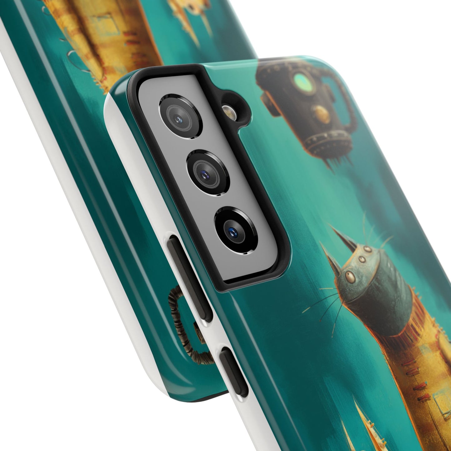 Whimsical Cat Adventure Tough Phone Case - Unique Design for Animal Lovers