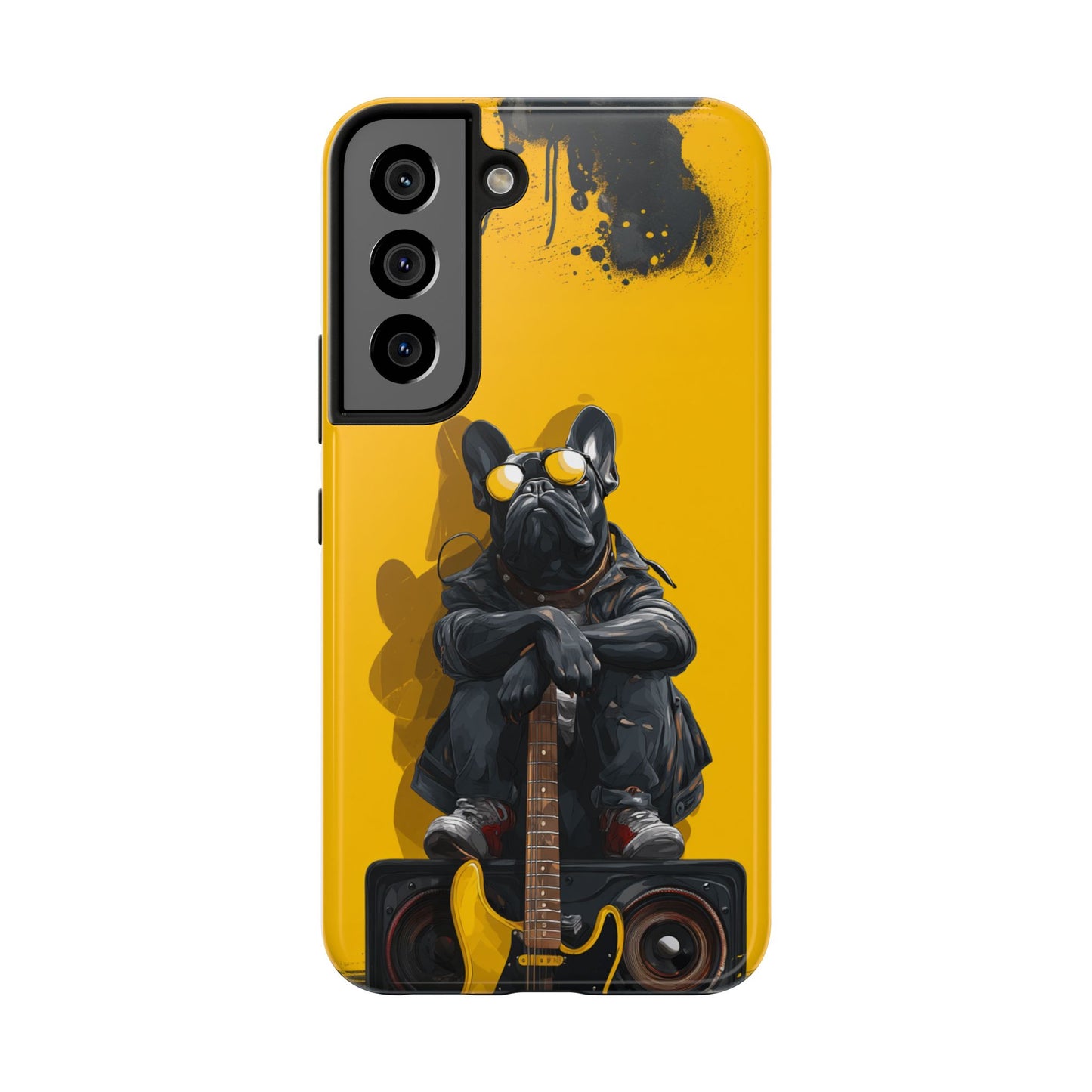 Rebellious Dog with Guitar Tough Phone Case – Wearable Art for Pet & Music Lovers