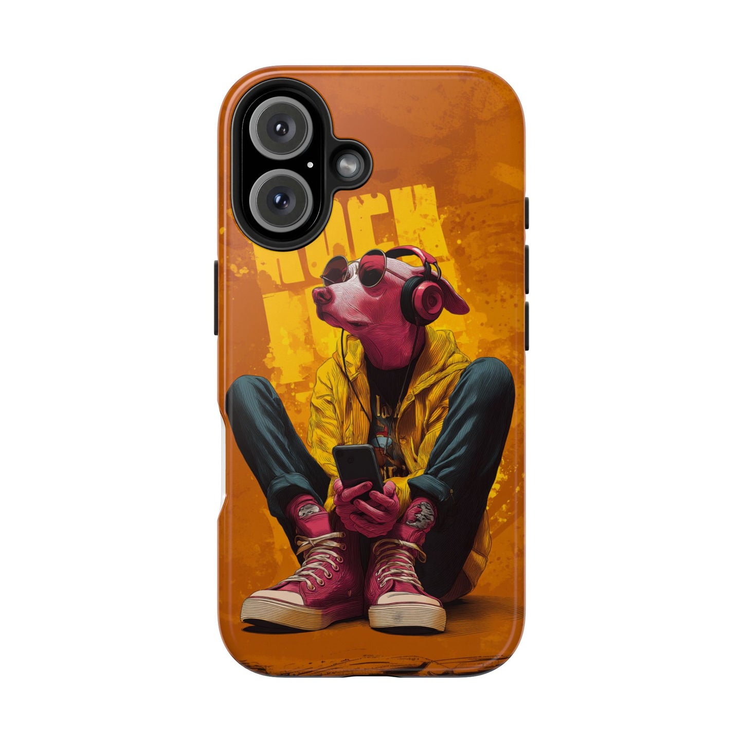 Dog with Pink Sunglasses and Headphones Tough Phone Case