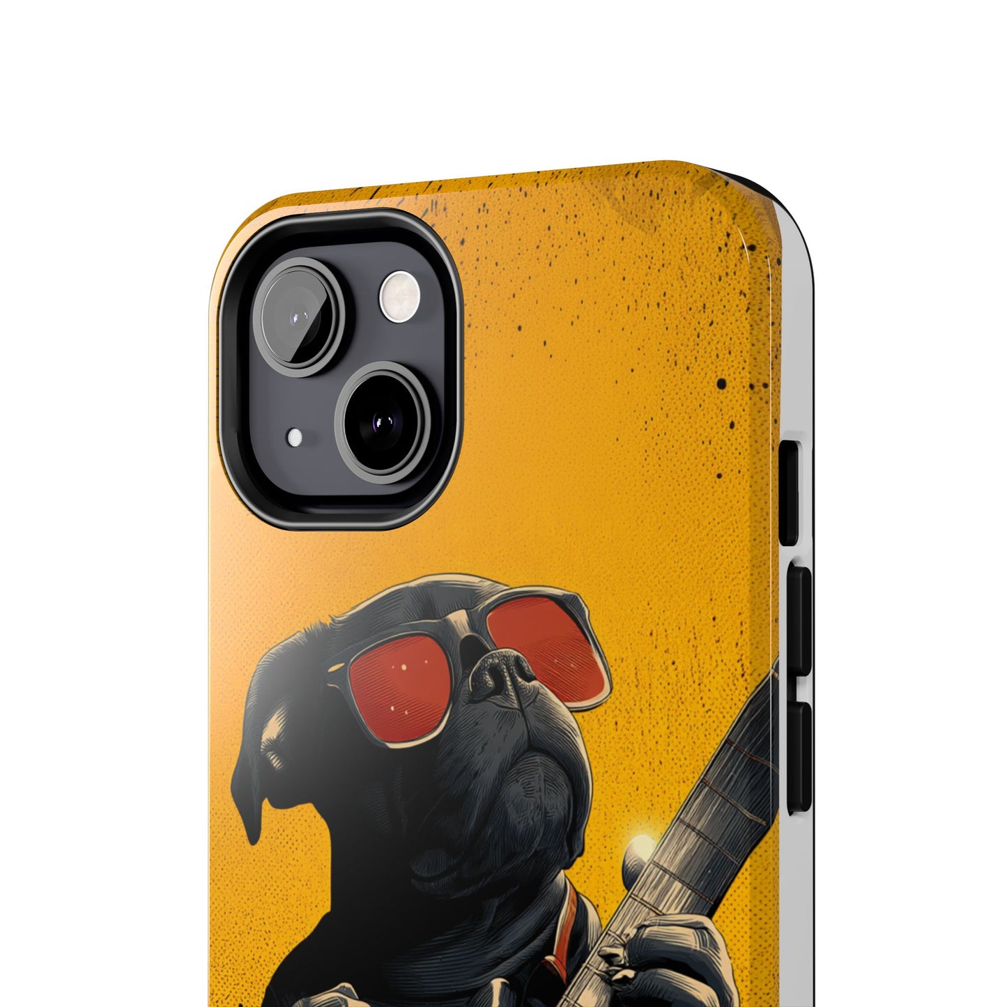 French Bulldog with Red Sunglasses Playing Red Guitar Tough Phone Case