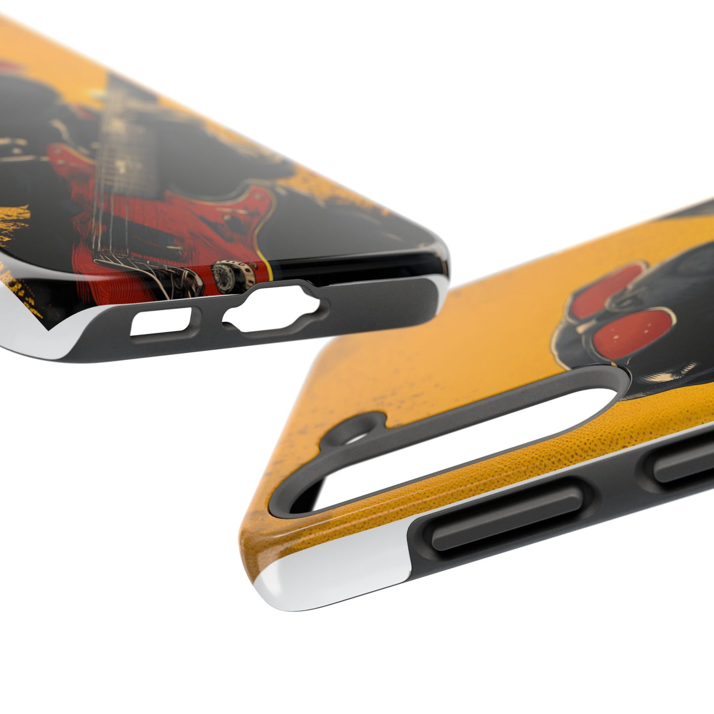 French Bulldog with Red Sunglasses Playing Red Guitar Tough Phone Case