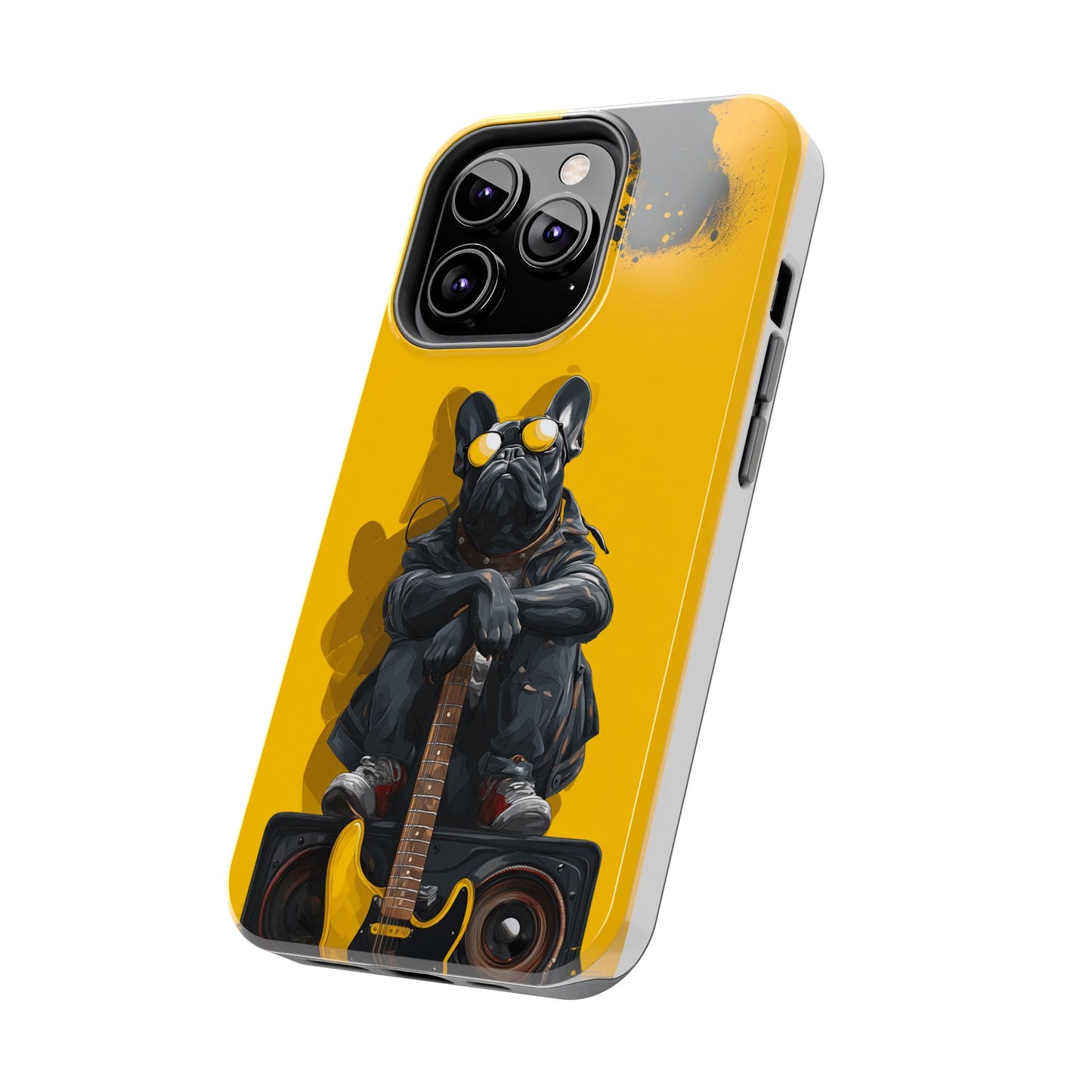 Rebellious Dog with Guitar Tough Phone Case – Wearable Art for Pet & Music Lovers