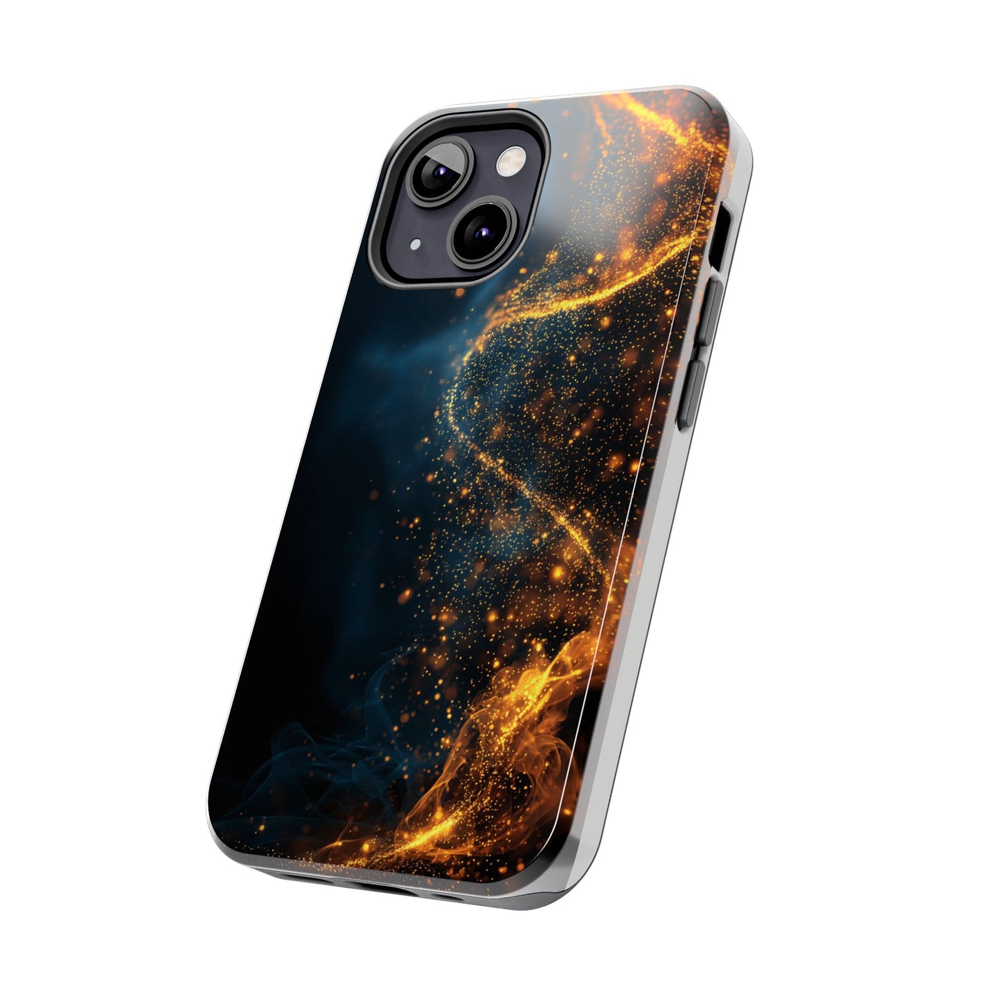 Sleek Tough Phone Cases with Abstract Gold and Blue Design