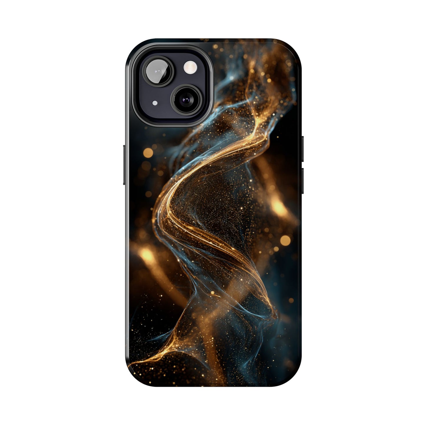 Stylish Tough Phone Case with Elegant Gold Swirl Design