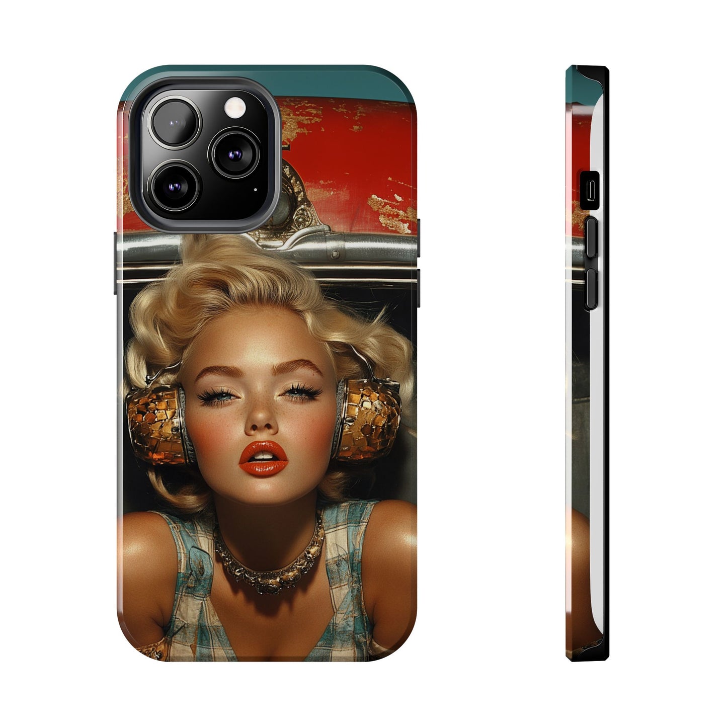 Retro Glam Tough Phone Case - Stylish Protection for Music Lovers